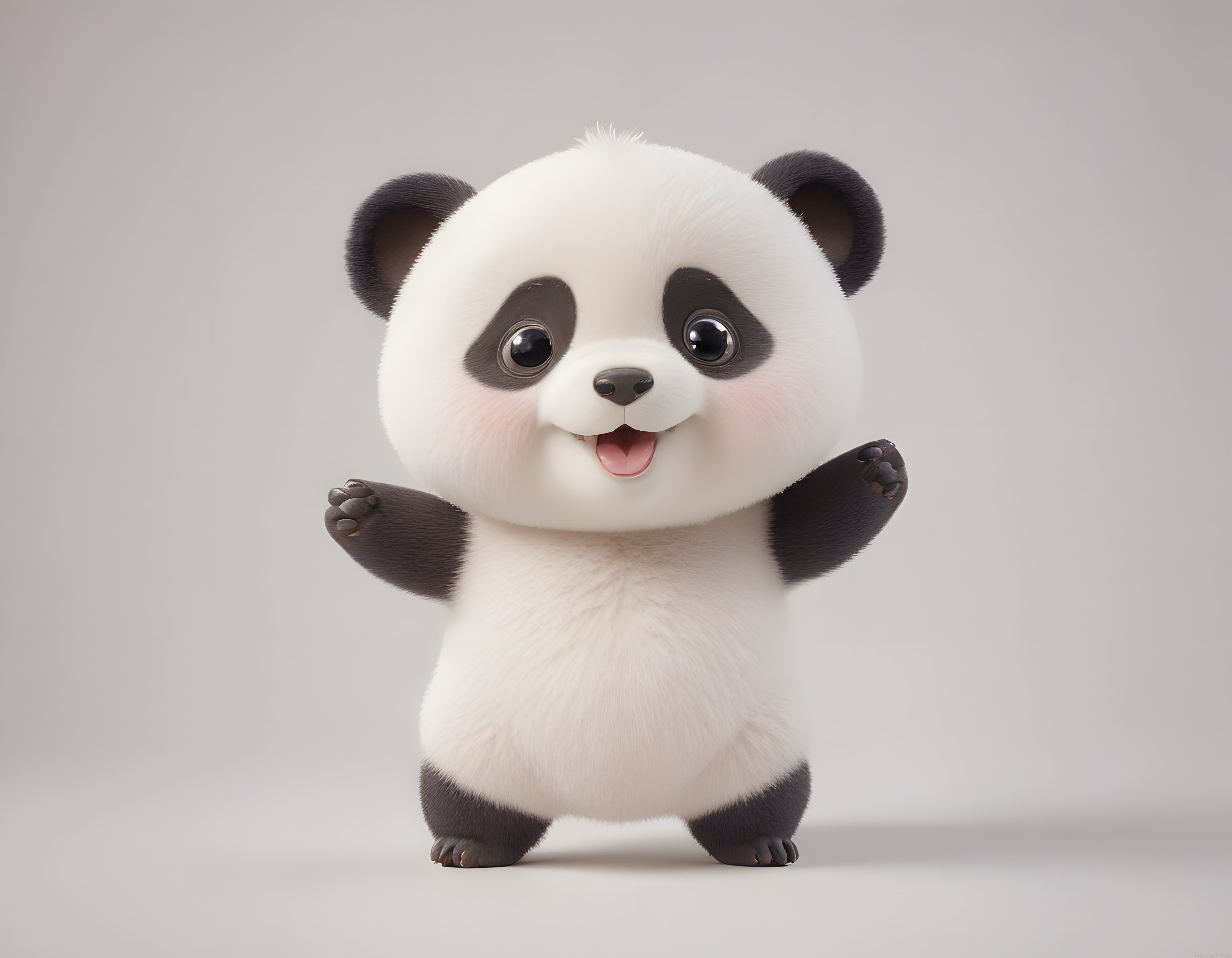 Pembe Yanaklı Neşeli 3D Bebek Panda Karakteri, Sevimli Dijital Sanat