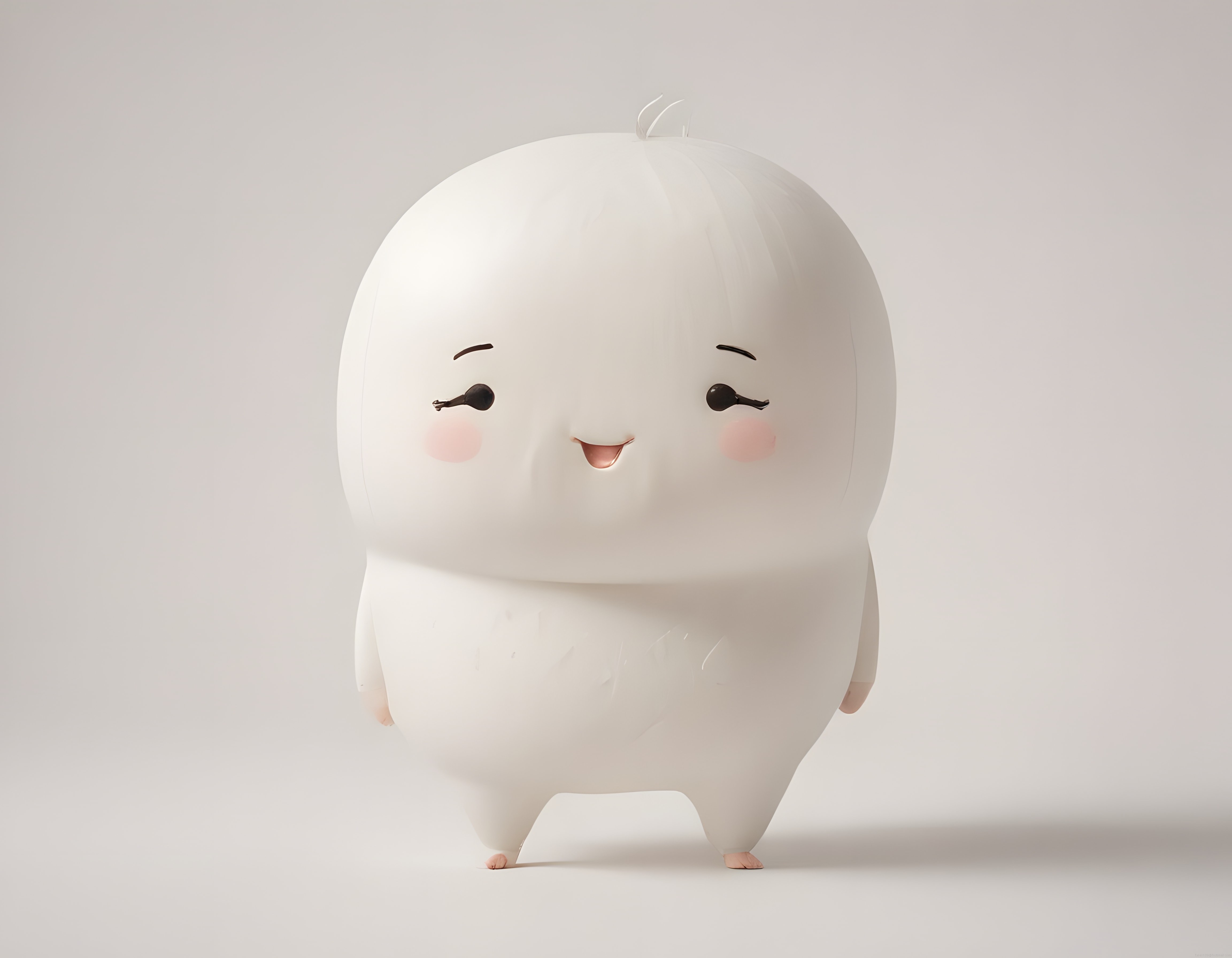 Pembe Yanaklı Sevimli Beyaz 3D Karakter Tasarımı ve Renderlı Görsel Çalışması