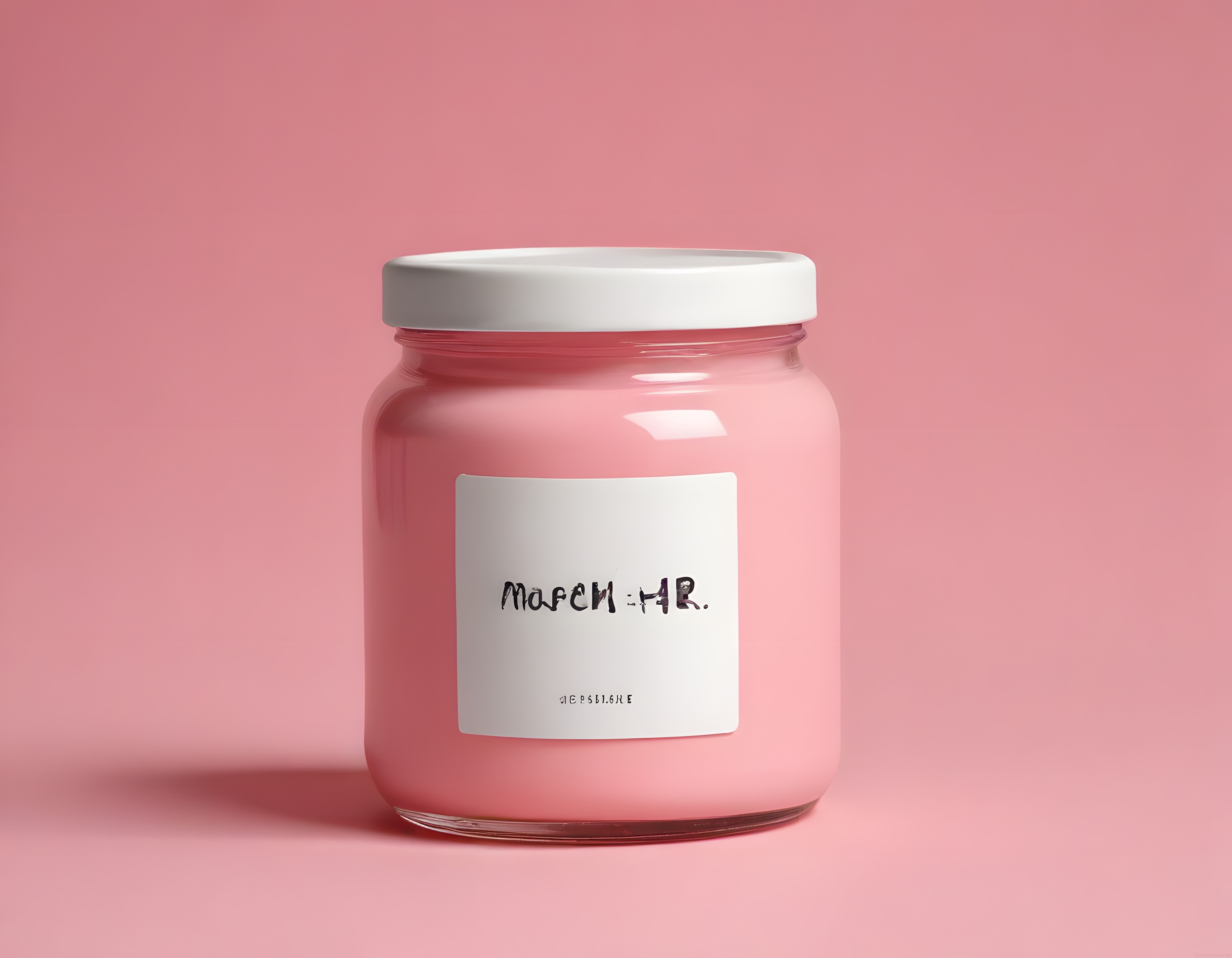 Pembe Zemin Üzerinde Beyaz Kapaklı Minimalist Kozmetik Kavanoz Tasarımı