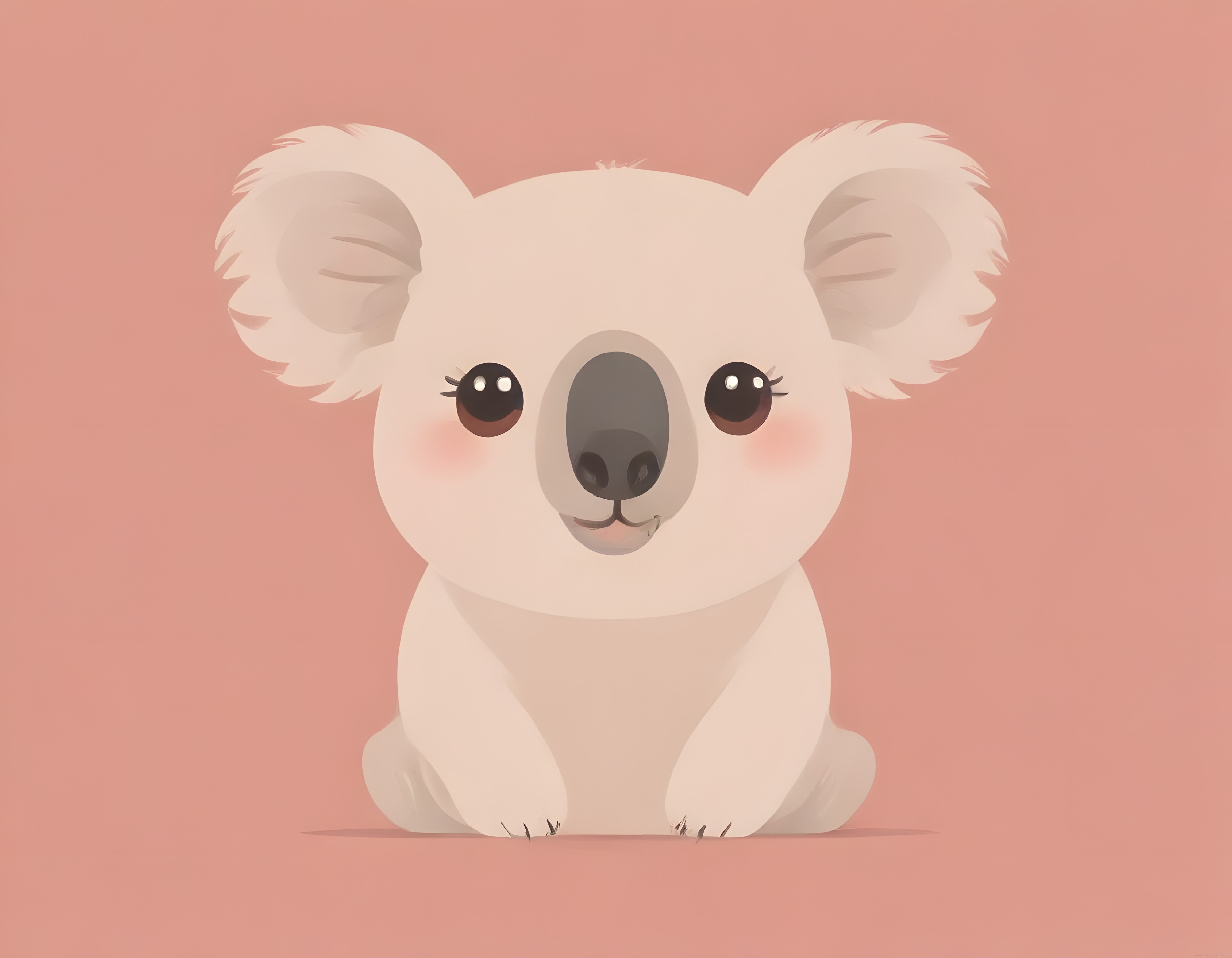 Pembe Zeminde Sevimli Koala İllüstrasyonu: Dijital Sanat ve Çizgi Film Tarzı