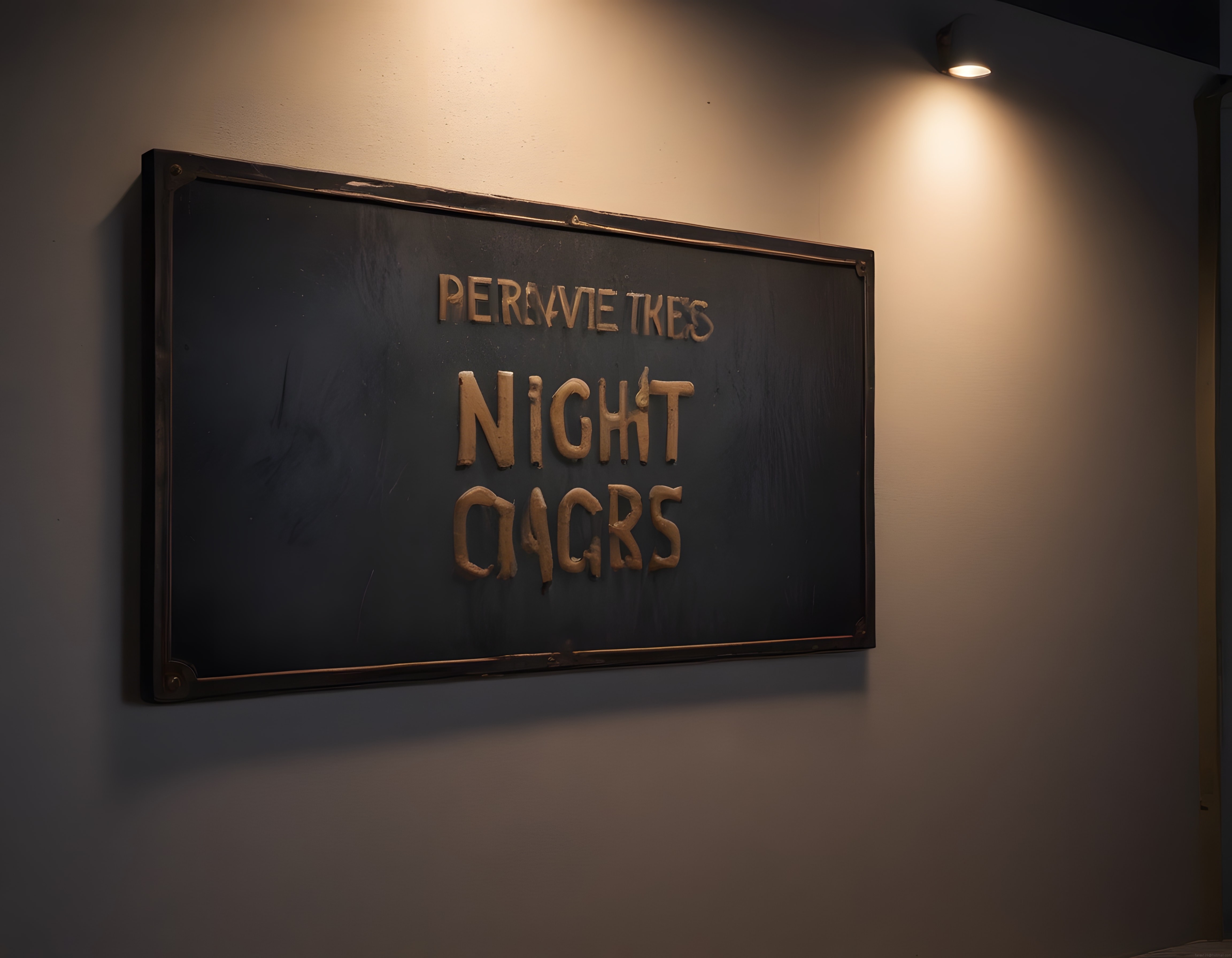 Perfect Night Chairs Yazılı Vintage Duvar Tabelası ve Dekoratif Aydınlatma