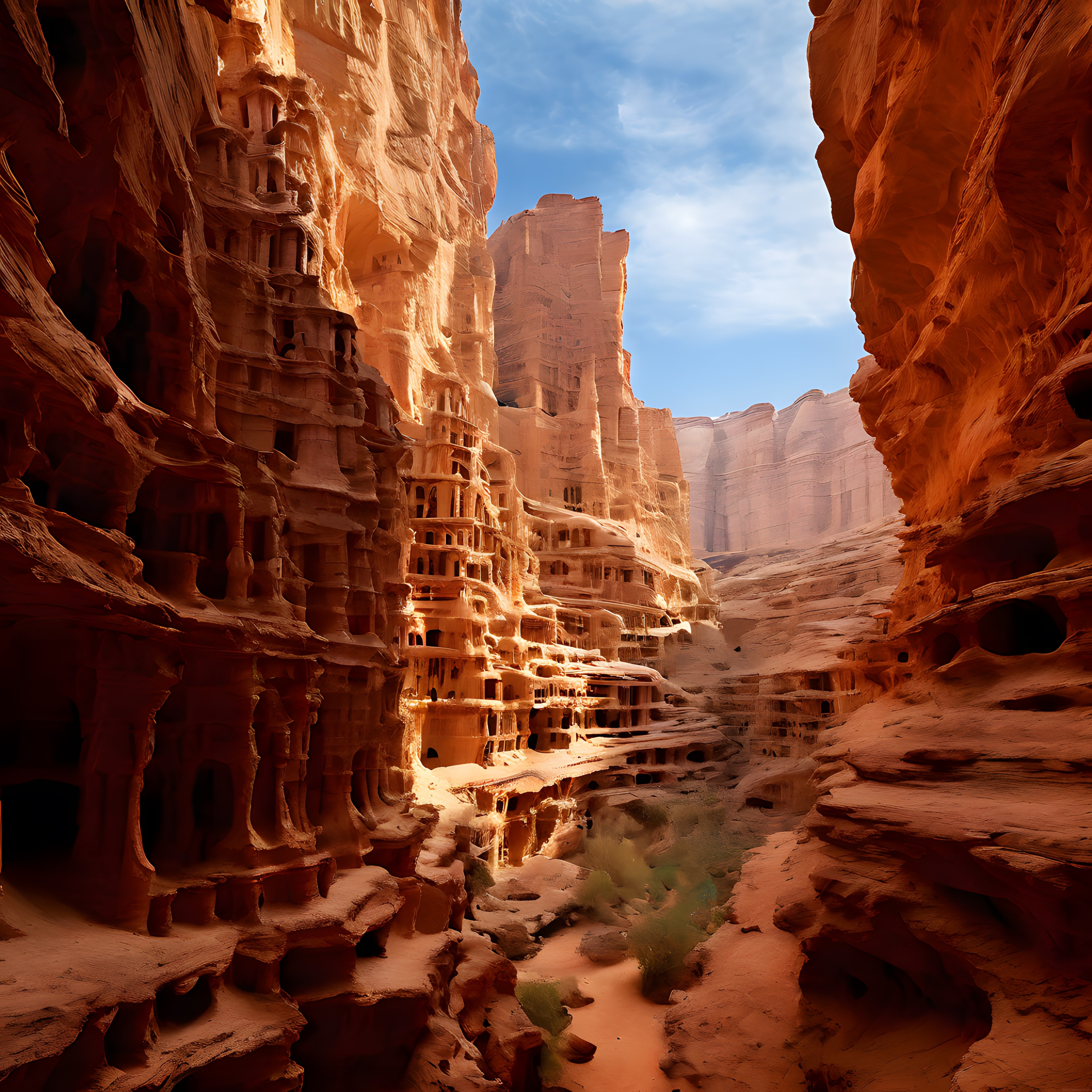 Petra Benzeri Kayalara Oyulmuş Antik Şehir ve Büyüleyici Kanyon Manzarası
