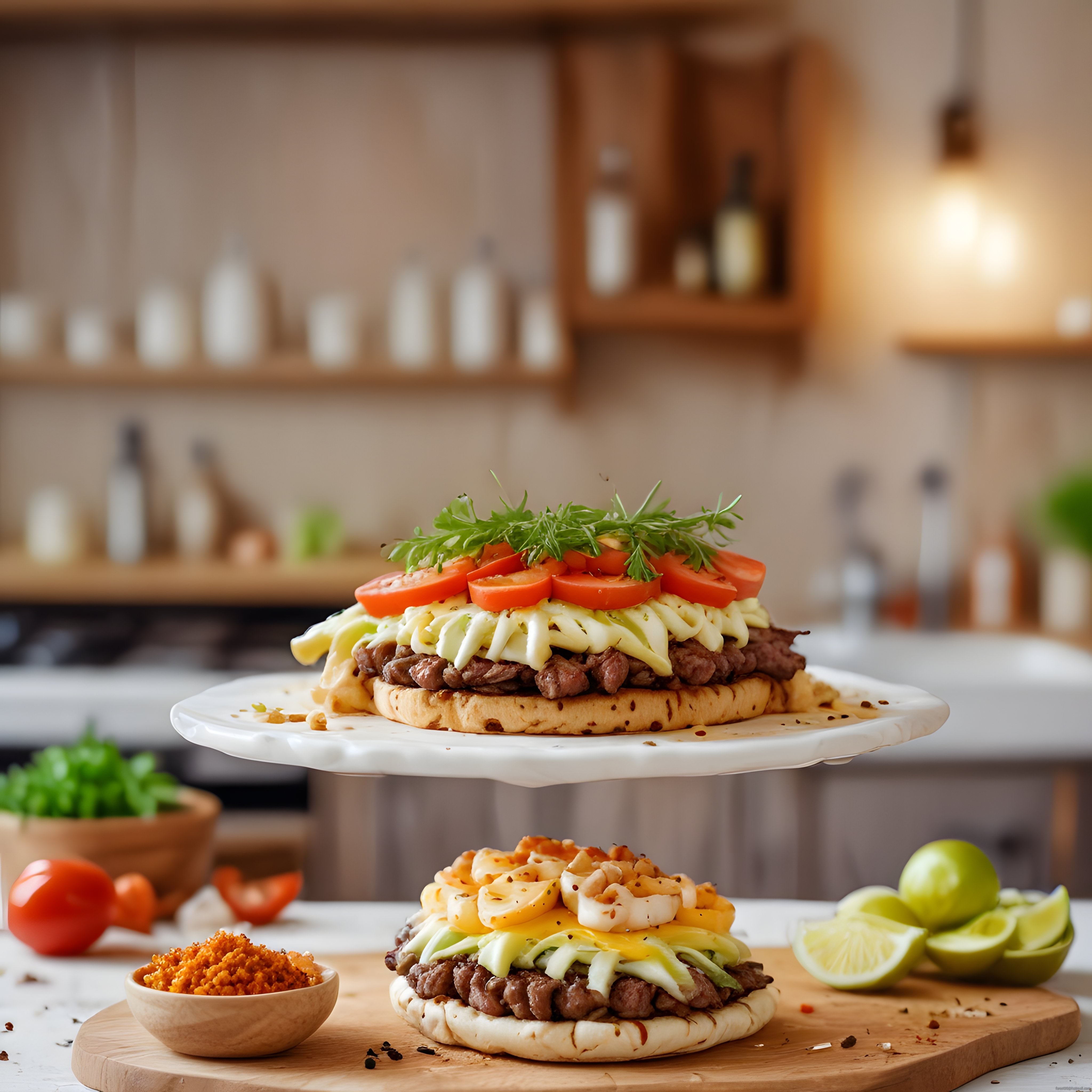 Peynirli Etli Açık Tost ve Yumurtalı Brunch Sunumu ile Kahvaltı Keyfi