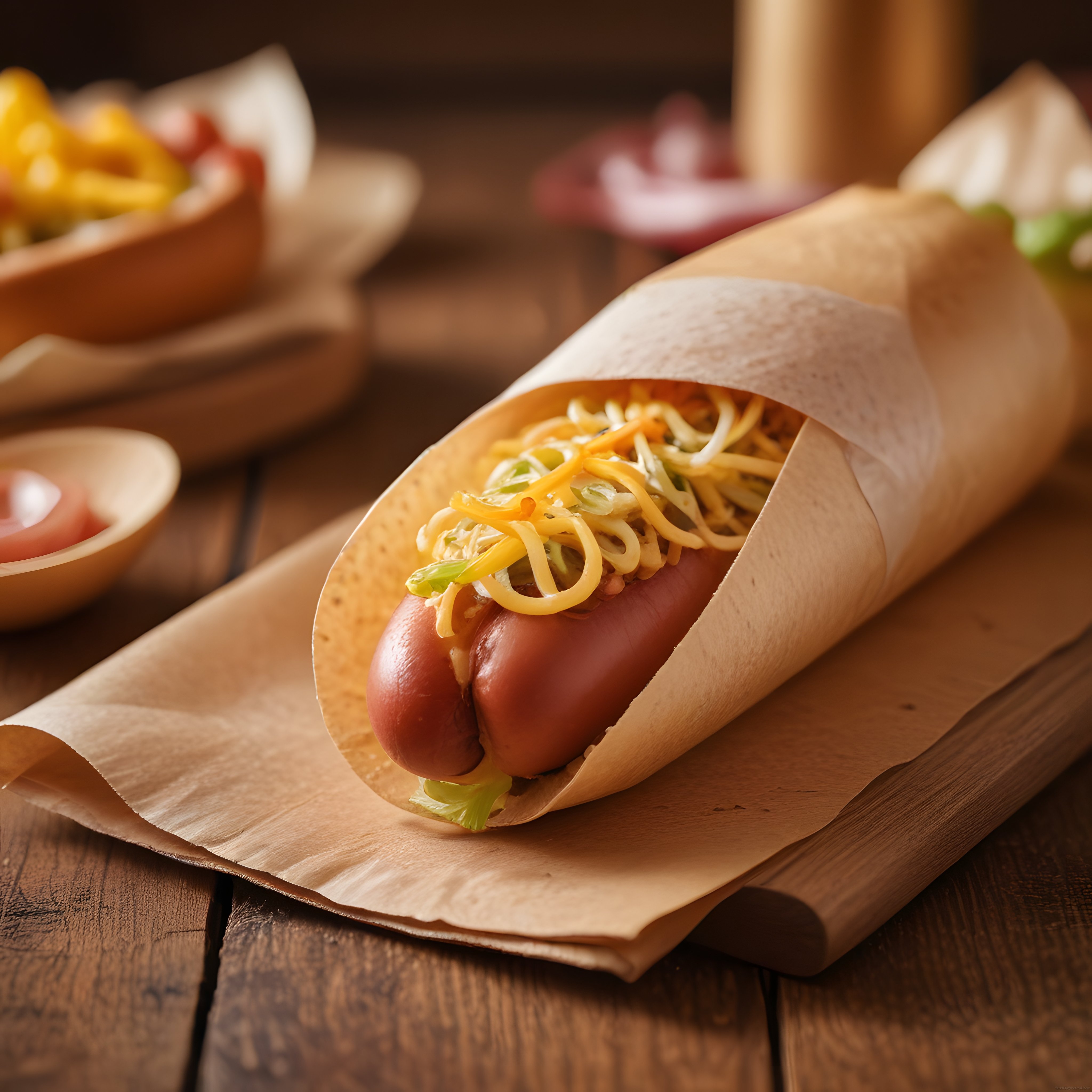 Peynirli hot dog patates kızartması eşliğinde rustik sokak lezzeti