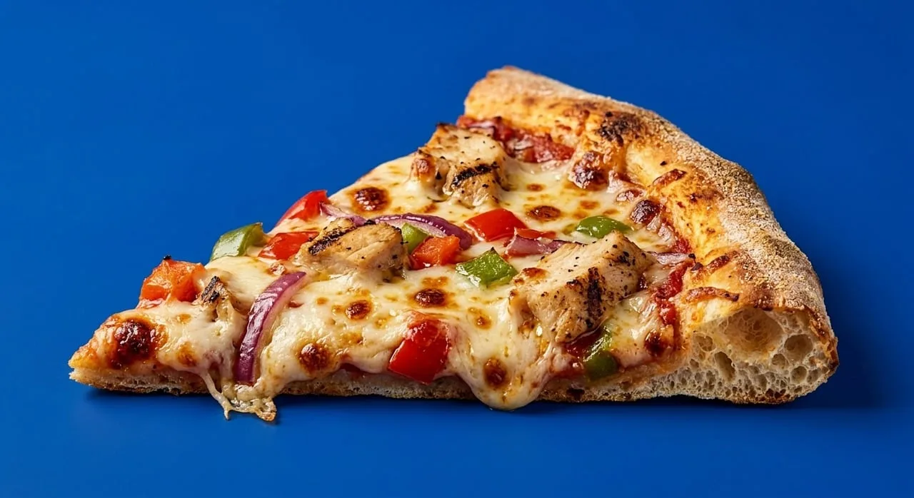 Pizza dilimi tavuklu ve biberli - lezzetli atıştırmalık