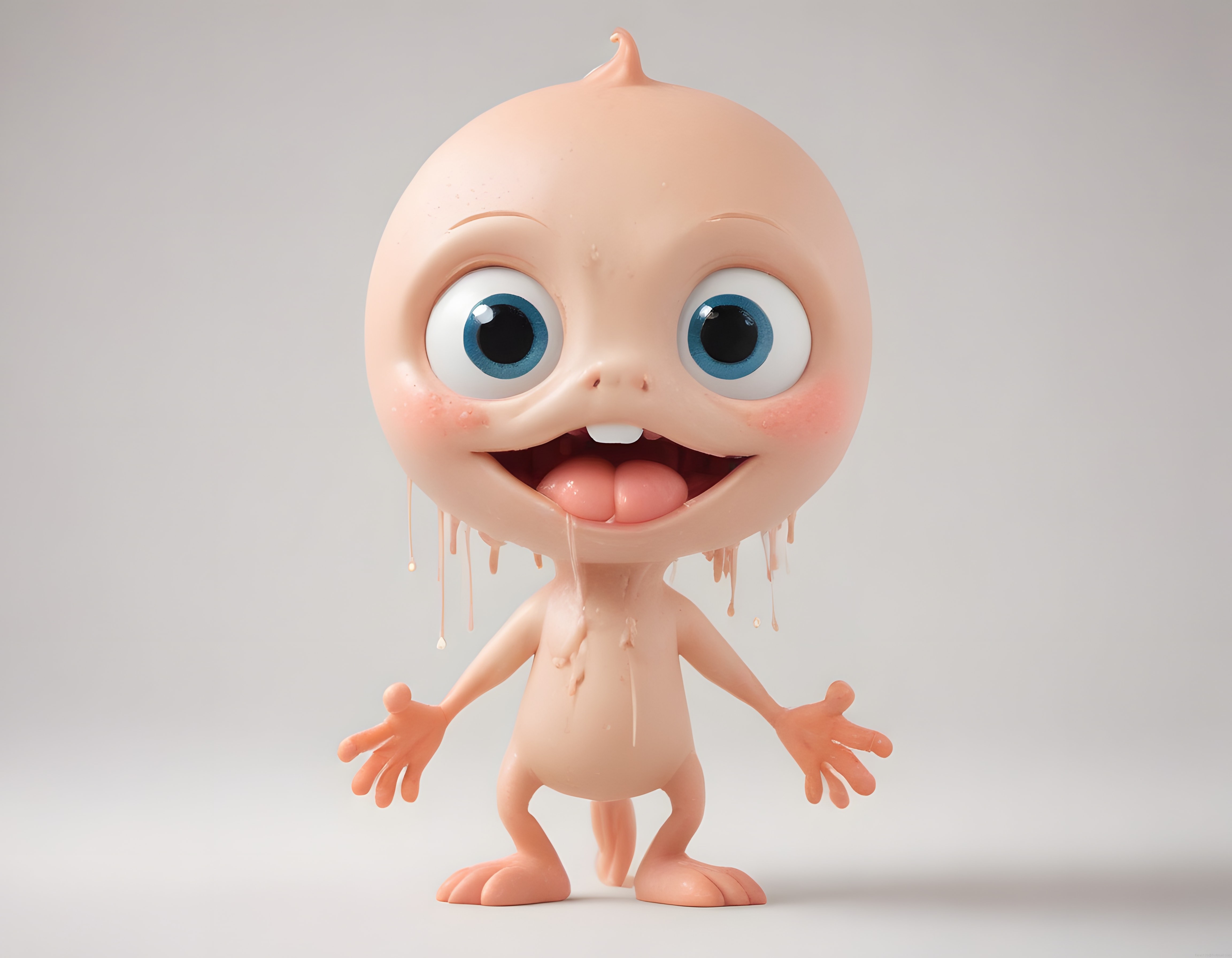 Plastik Görünümlü Komik ve Ürkütücü Büyük Gözlü 3D Karakter Tasarımı