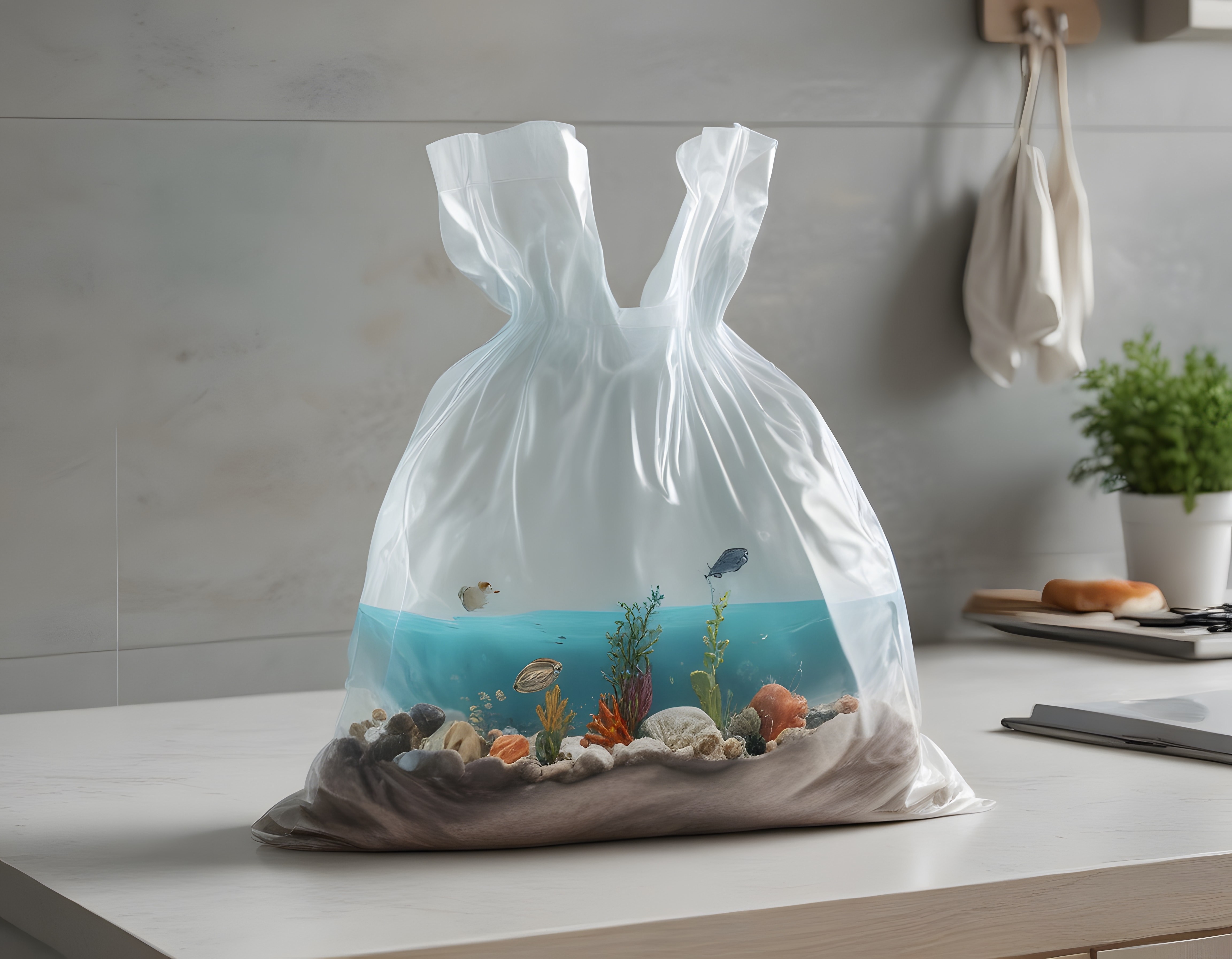 Plastik Poşetin İçindeki Yaratıcı Deniz Dünyası Dekorasyonu