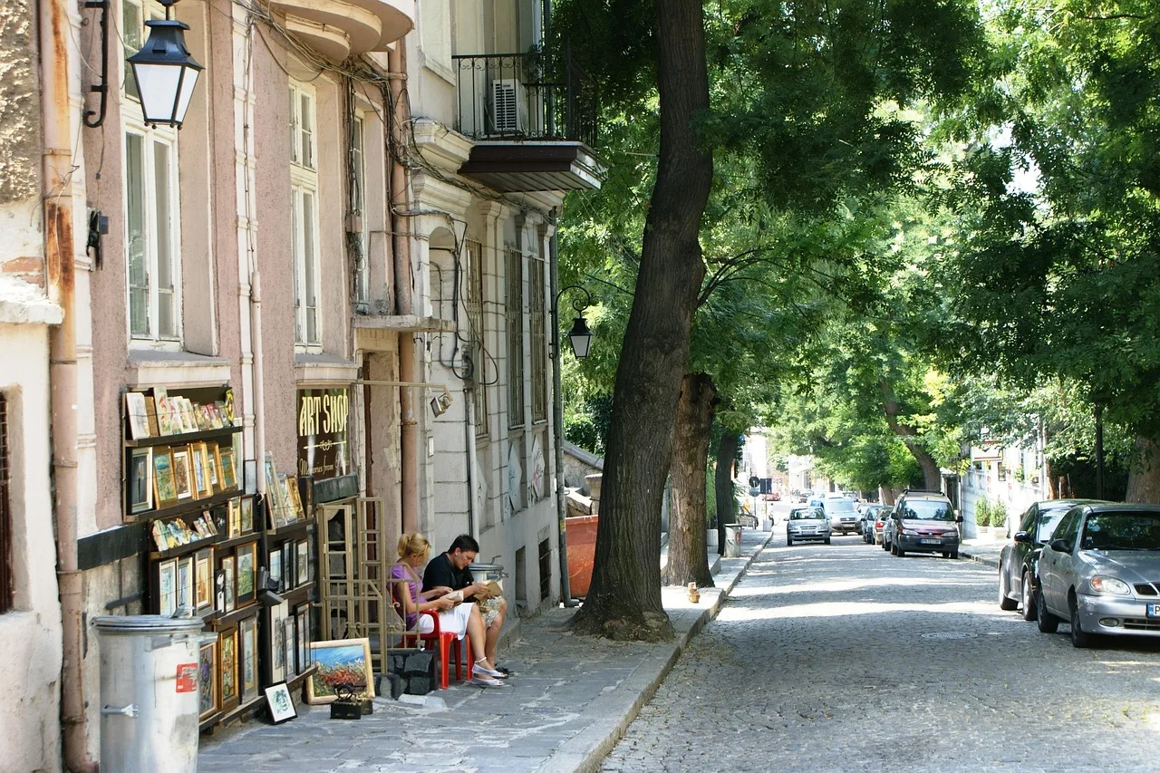 Plovdiv eski şehir sokakları - tarihi atmosfer