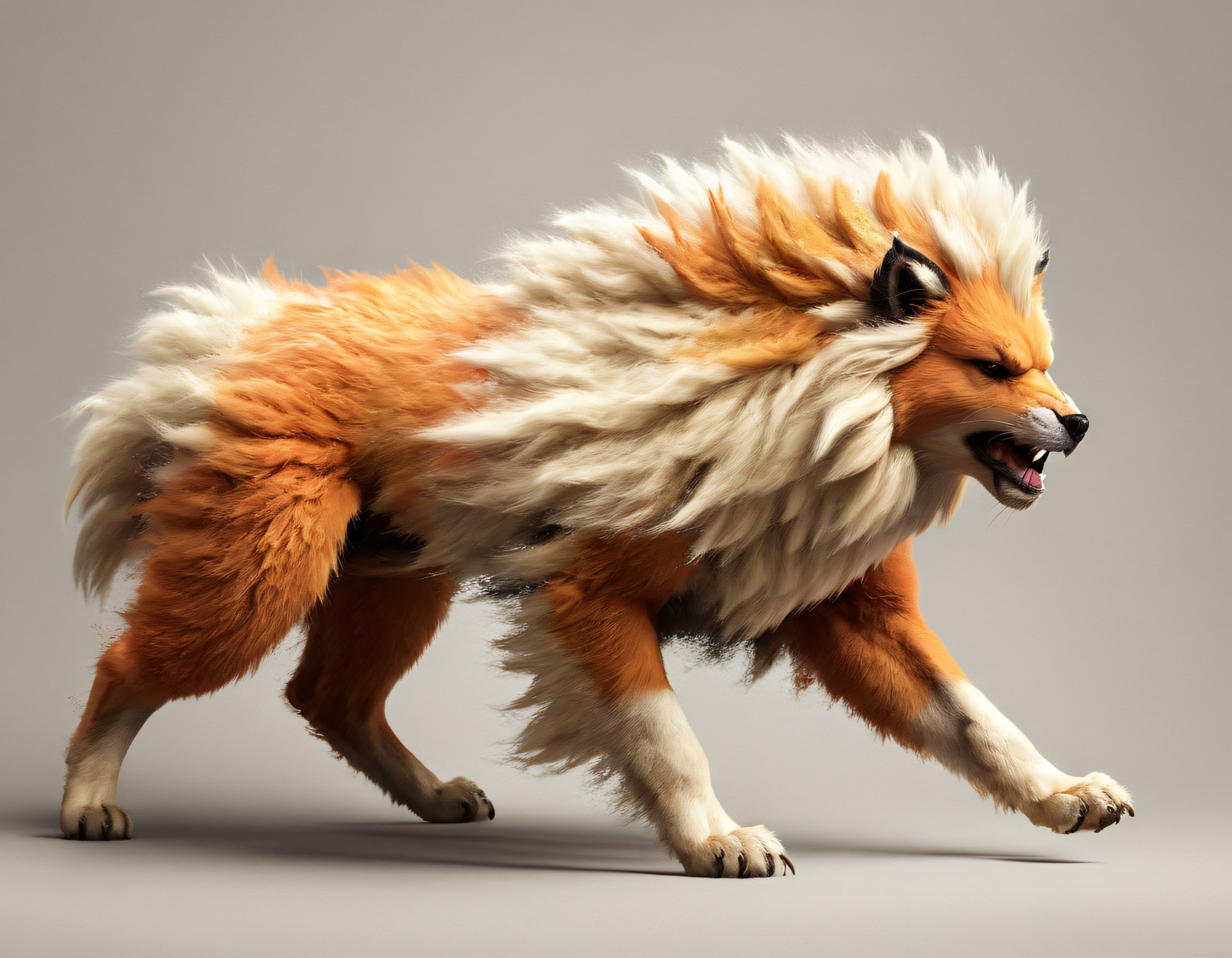 Pokemon Arcanine Gerçekçi 3D Render: Aslana Benzeyen Efsanevi Turuncu Kurt