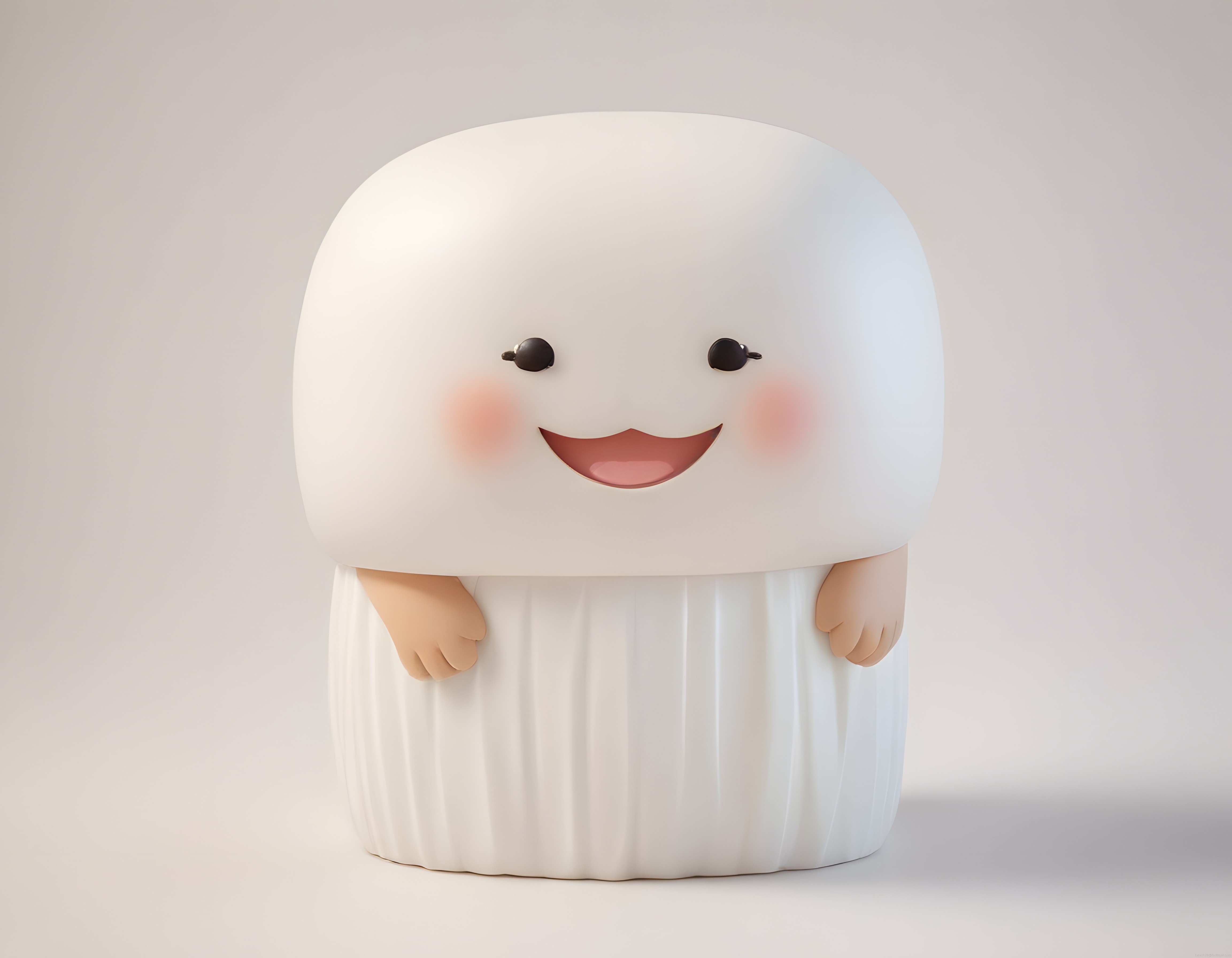 Ponçik Beyaz 3D Karakter: Sevimli Gülümseyen Marshmallow Figür