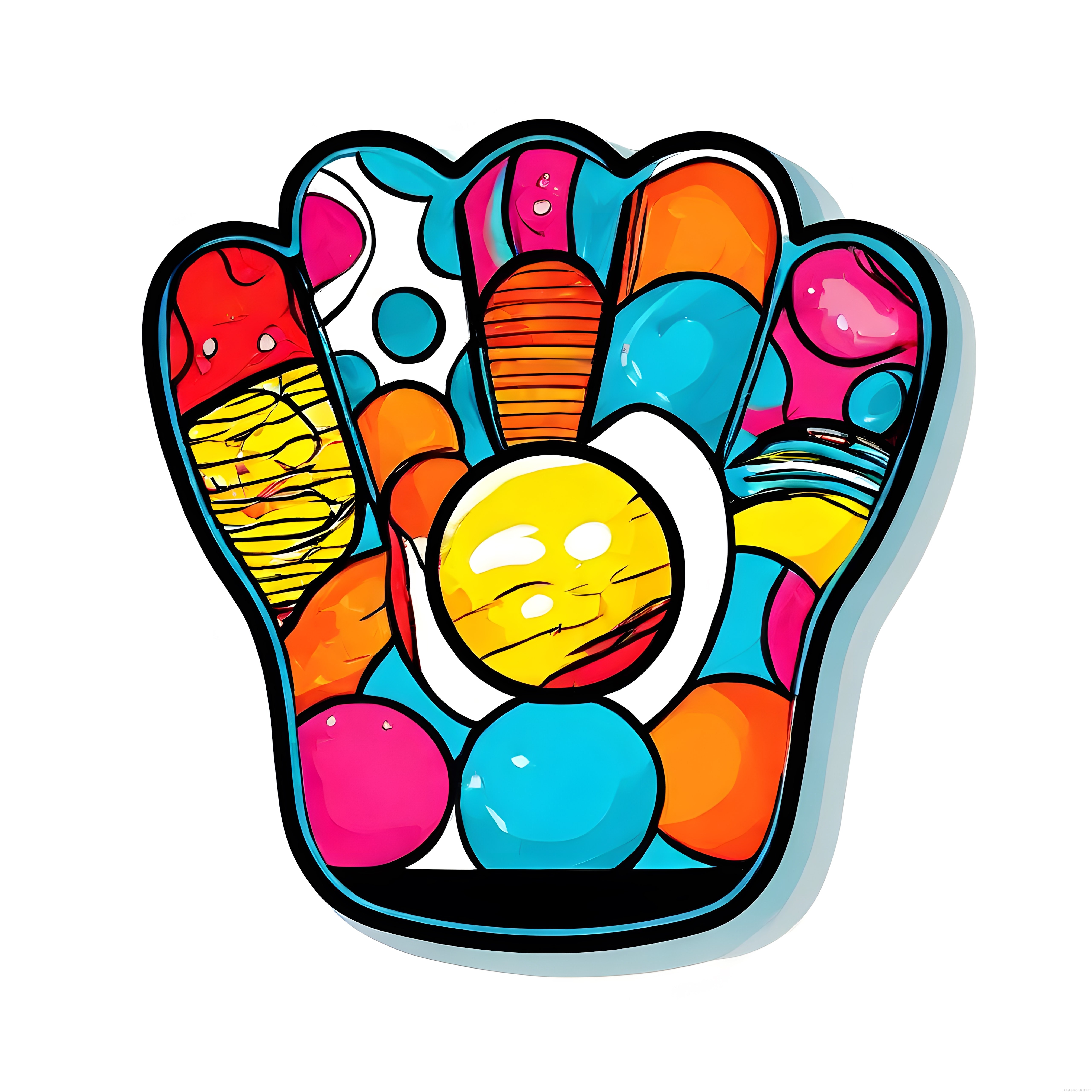 Pop art tarzı parlak renkli soyut yumruk grafiti modern sanat eseri