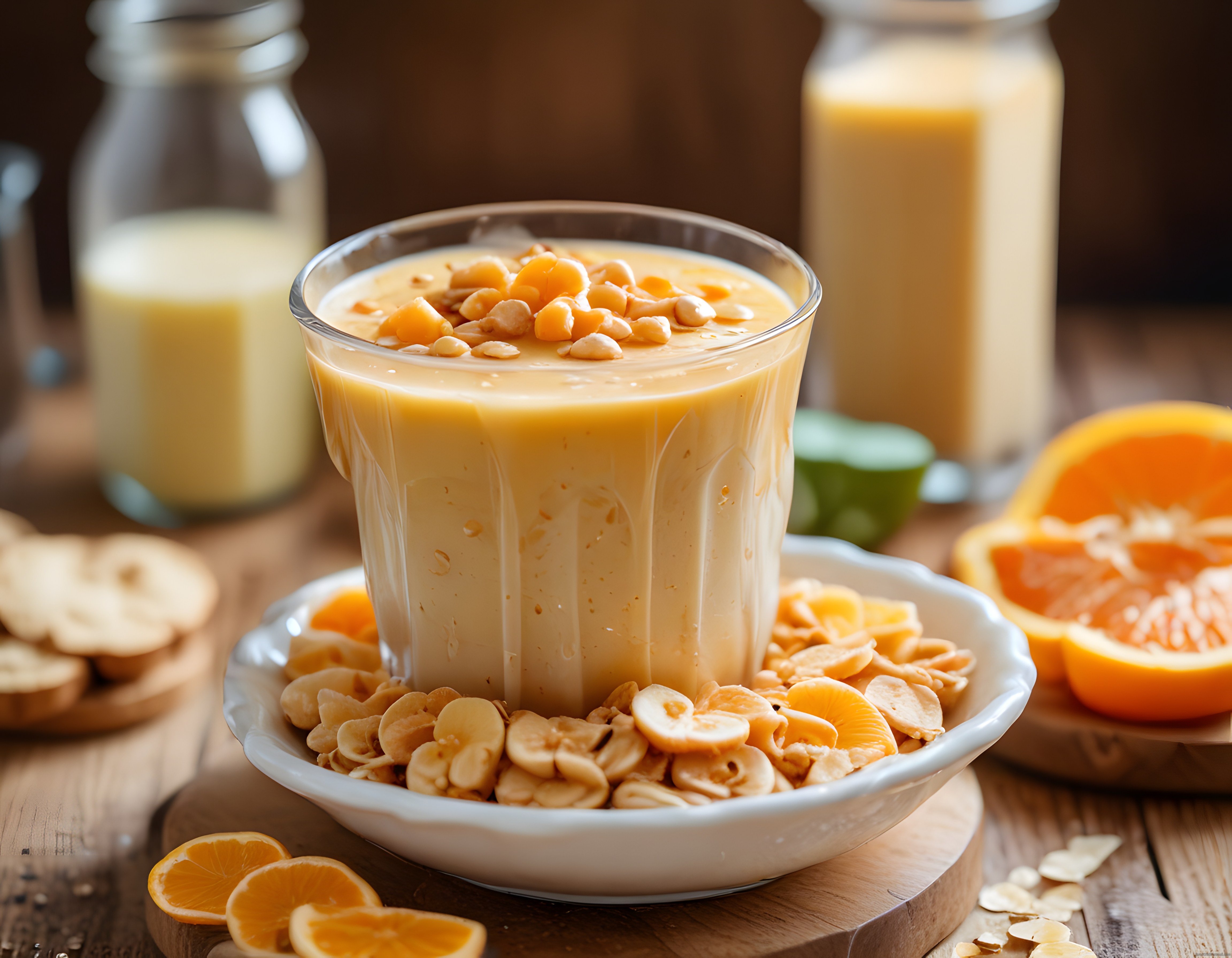 Portakallı Smoothie ve Taze Sıkılmış Meyve Suyu ile Sağlıklı Bardak