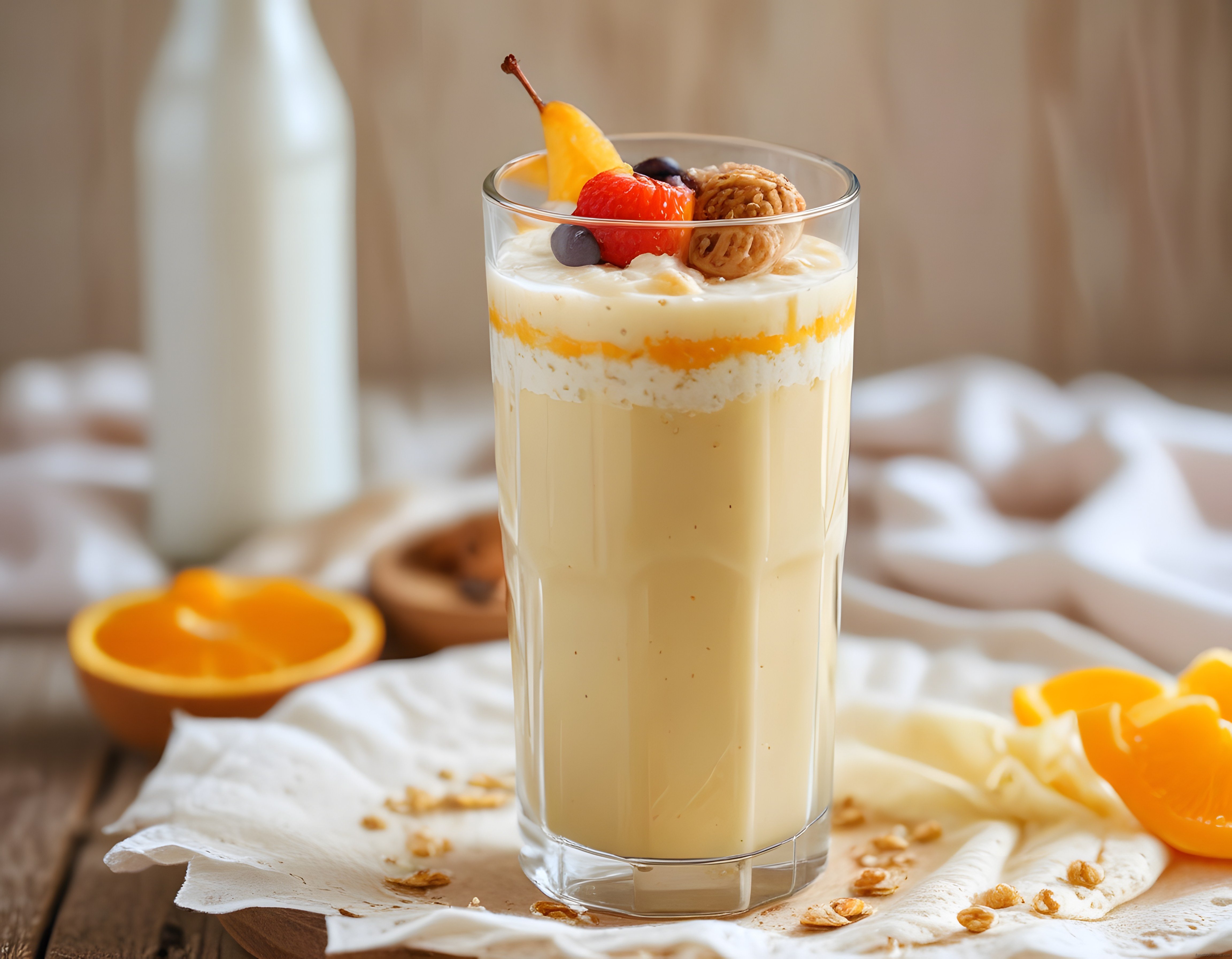 Portakallı Yoğurtlu Smoothie: Meyveli ve Tahıllı Sağlıklı Kahvaltı Tarifi