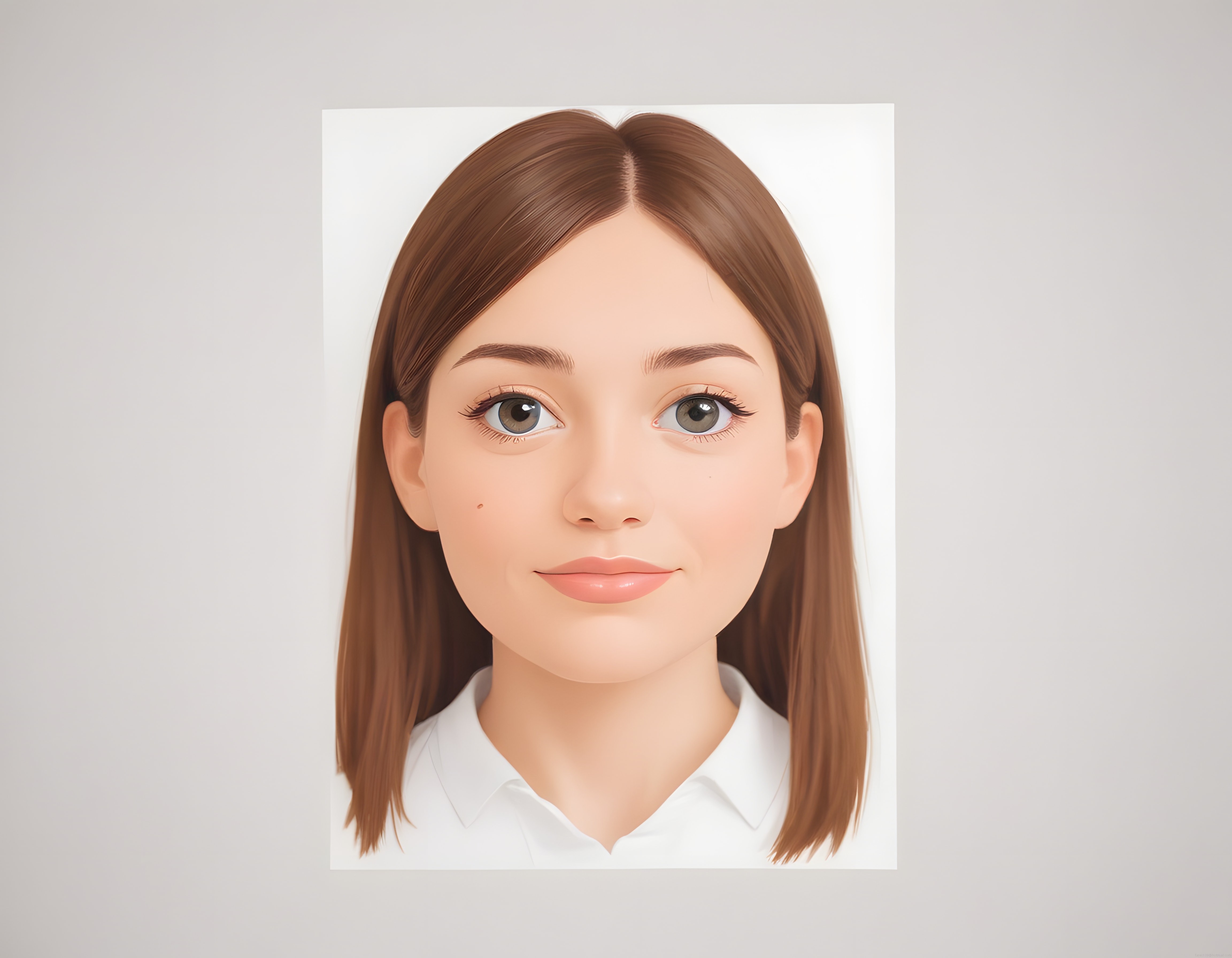 Profesyonel Beyaz Yakalı Genç Kadın Portresi ve Dijital Sanat Çalışması