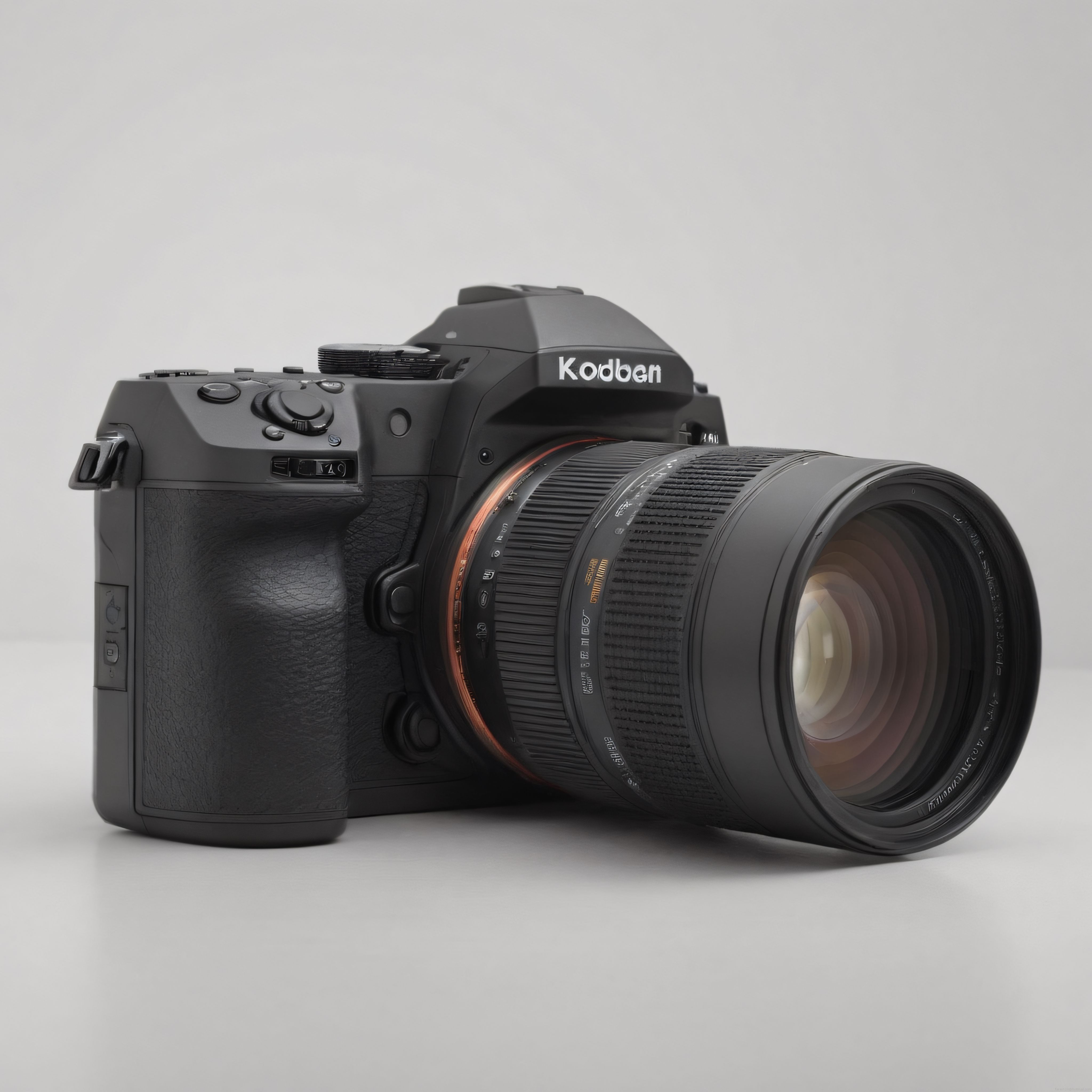 Profesyonel DSLR Fotoğraf Makinesi: Siyah Gövde ve Geniş Açı Lens Detayları