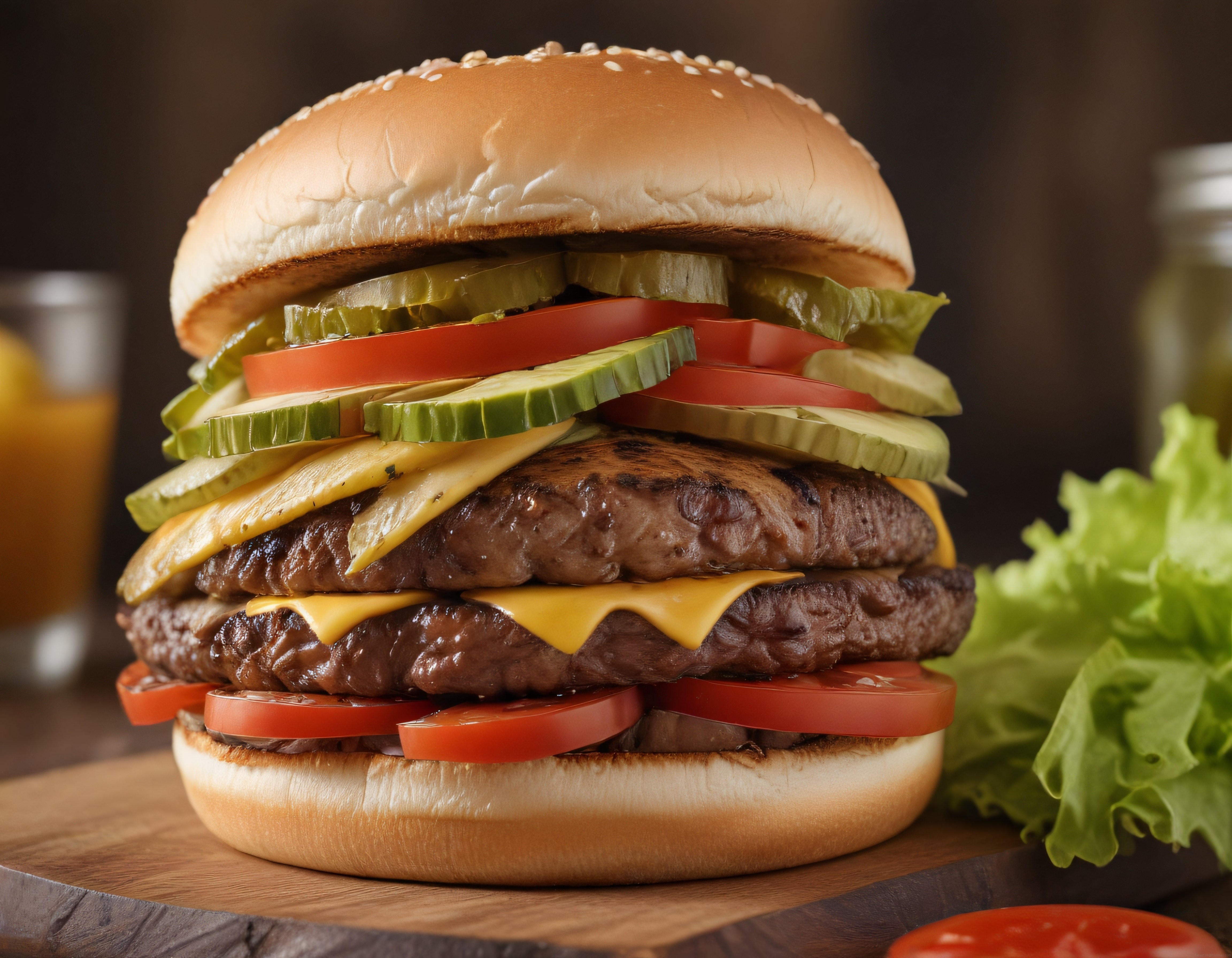 Profesyonel Fotoğraf Stüdyosunda Çift Katlı Peynirli Hamburger