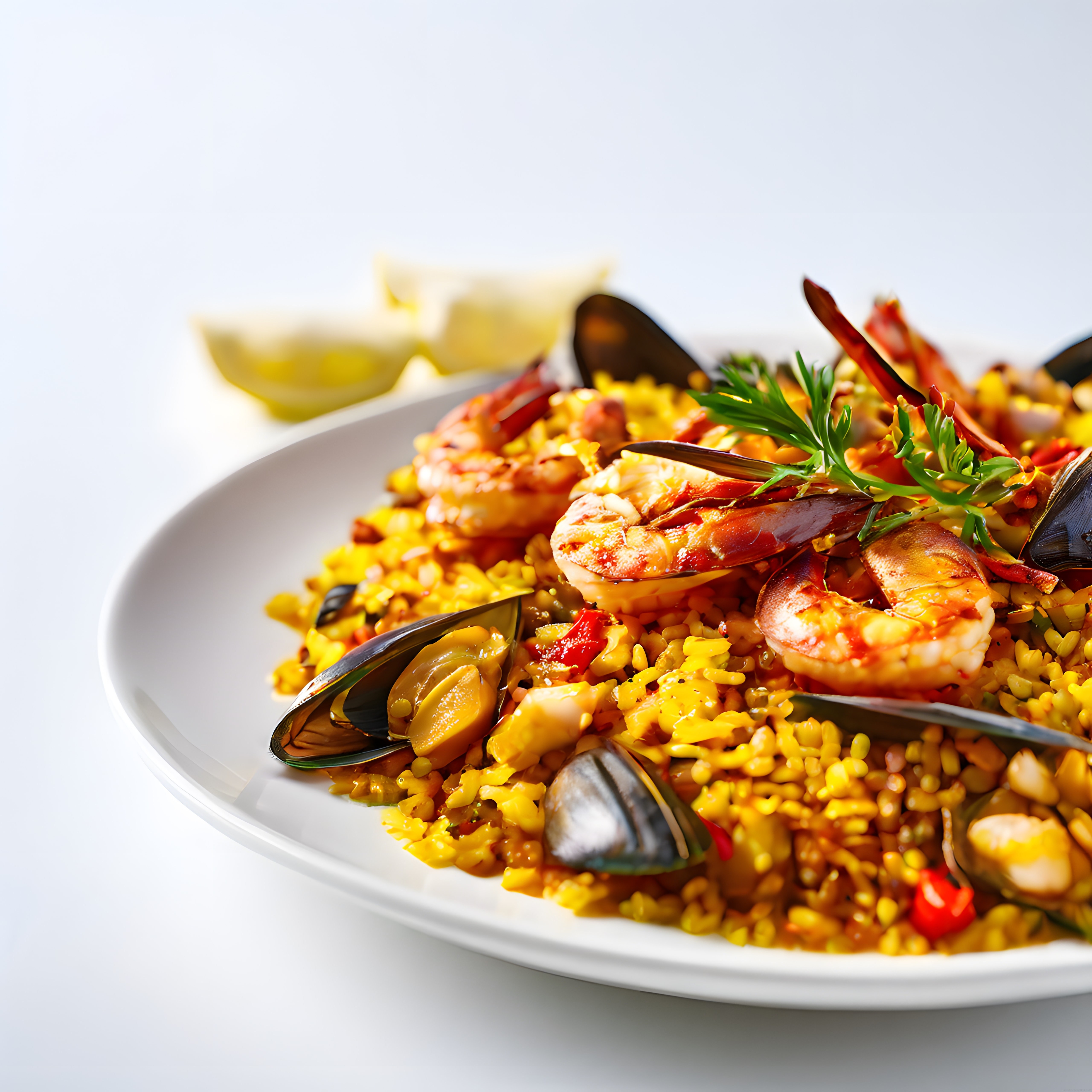 Profesyonel Stüdyo Çekiminde Göz Alıcı Deniz Mahsullü Paella Sunumu