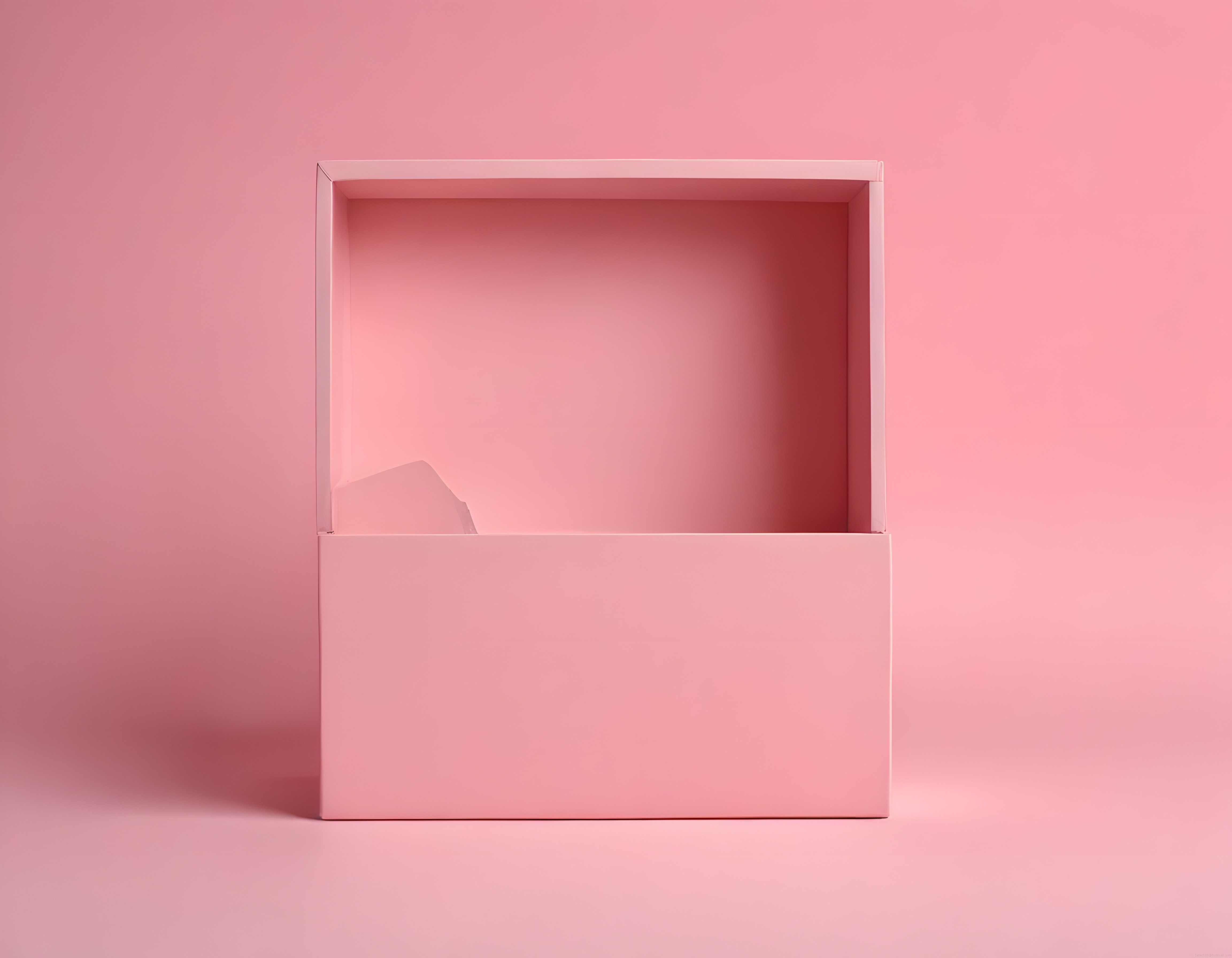 Pudra Pembesi Arka Planda Açık Üstü Boş Kutu ve Minimalist 3D Ürün Sunum Alanı