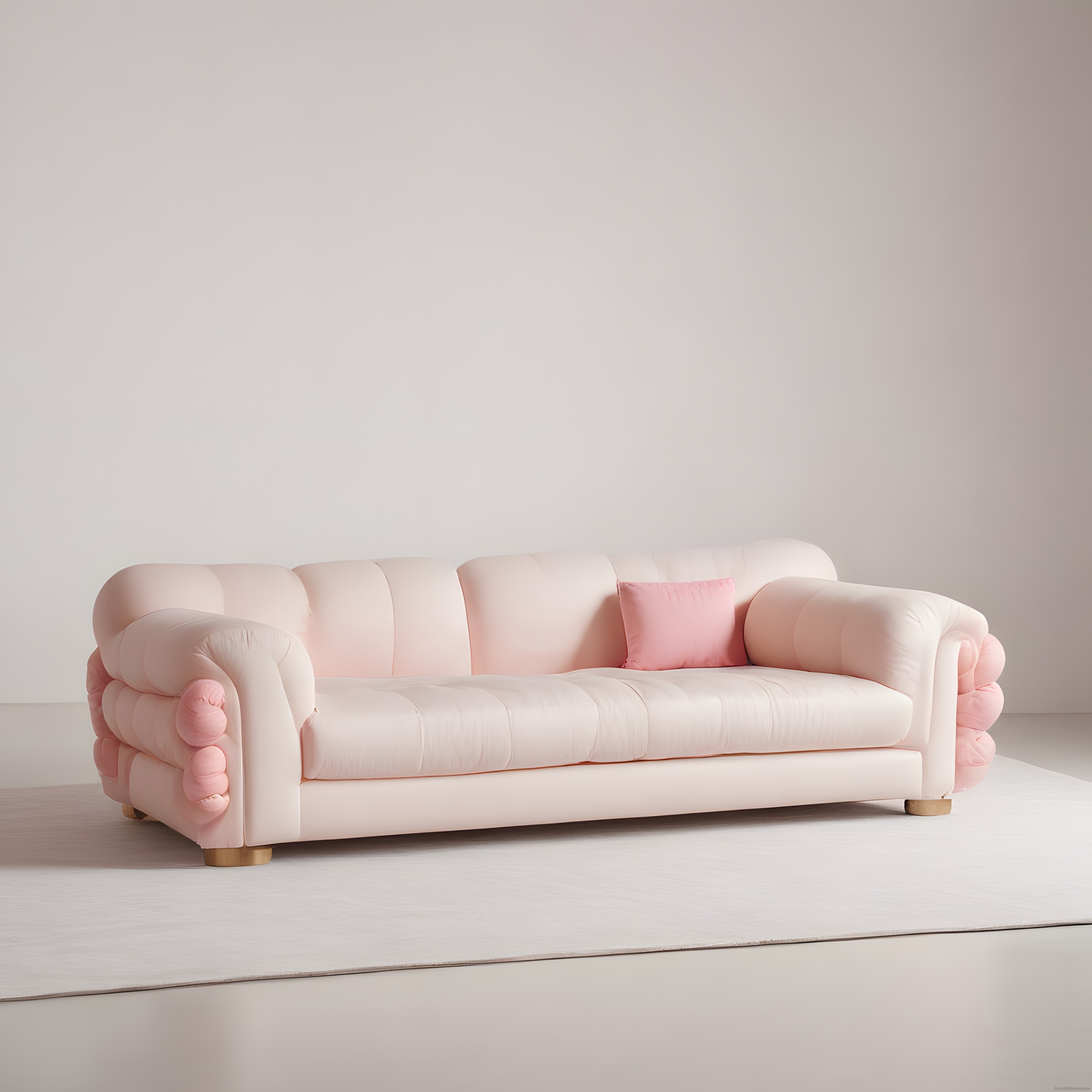 Pudra Pembesi Kadife Chester Koltuk ve Modern Minimalist Salon Dekoru