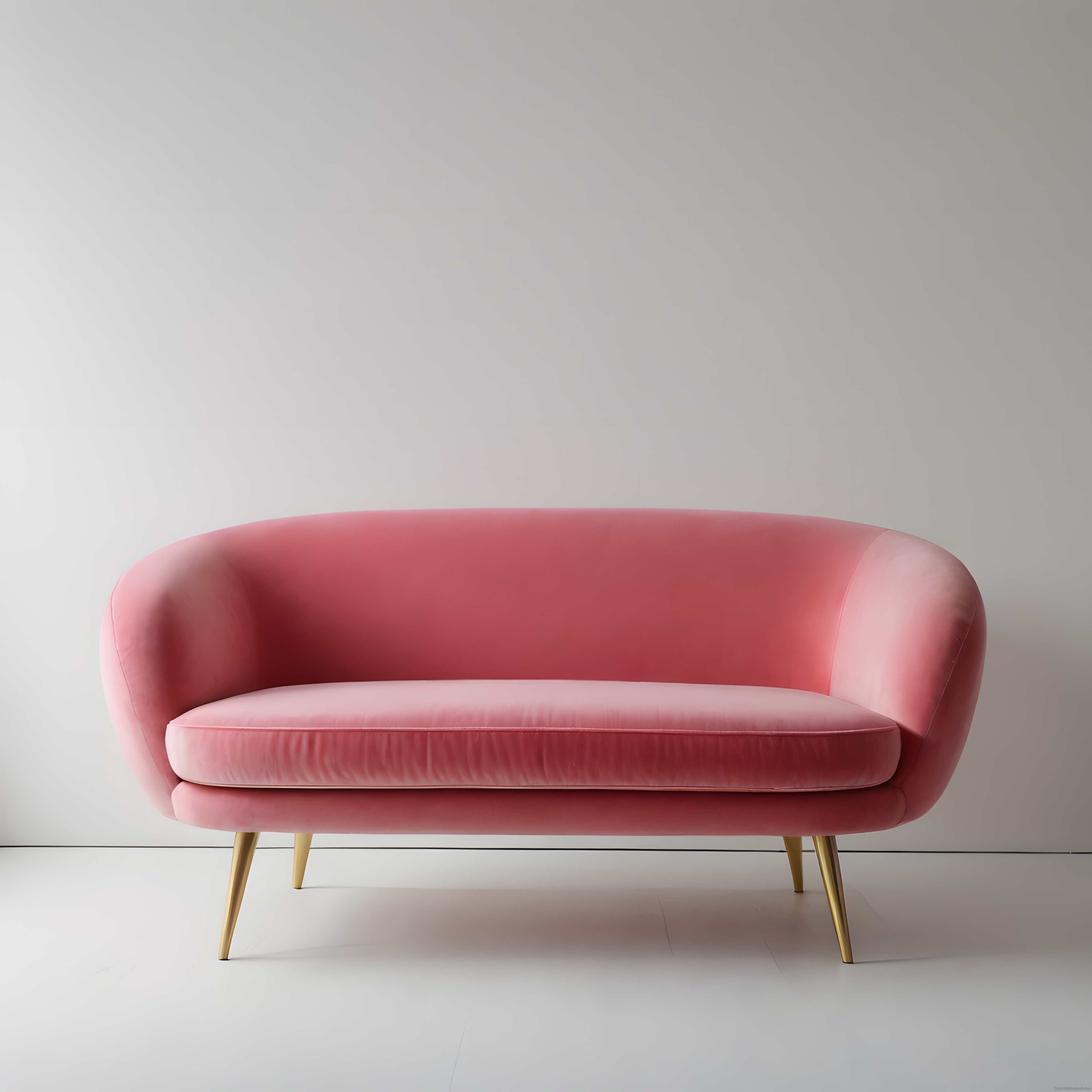 Pudra Pembesi Kadife Kanepe ve Altın Detaylarıyla Modern Minimalist Salon Dekorasyonu