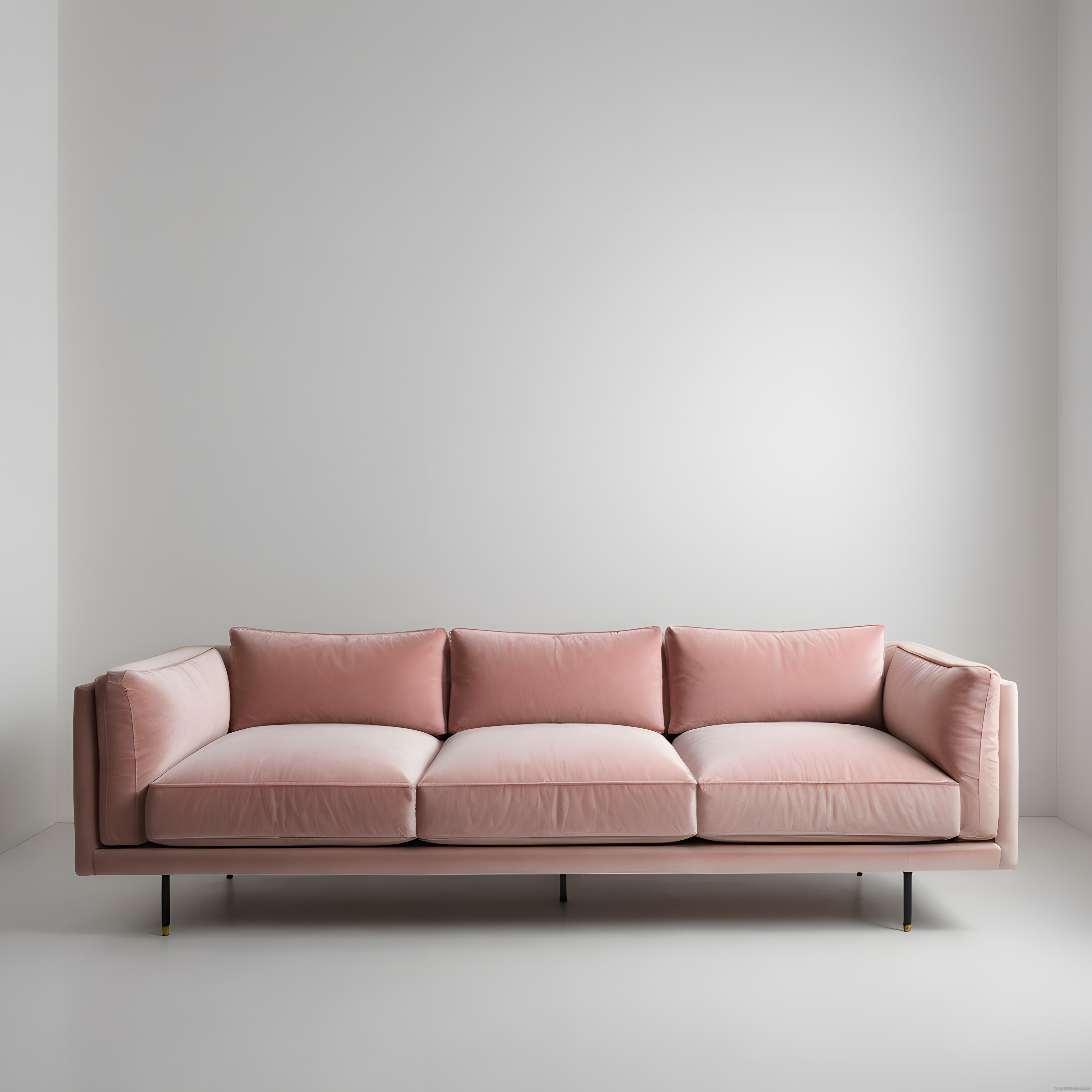 Pudra Pembesi Kadife Modern Kanepe ve Minimalist Beyaz Salon Dekorasyonu