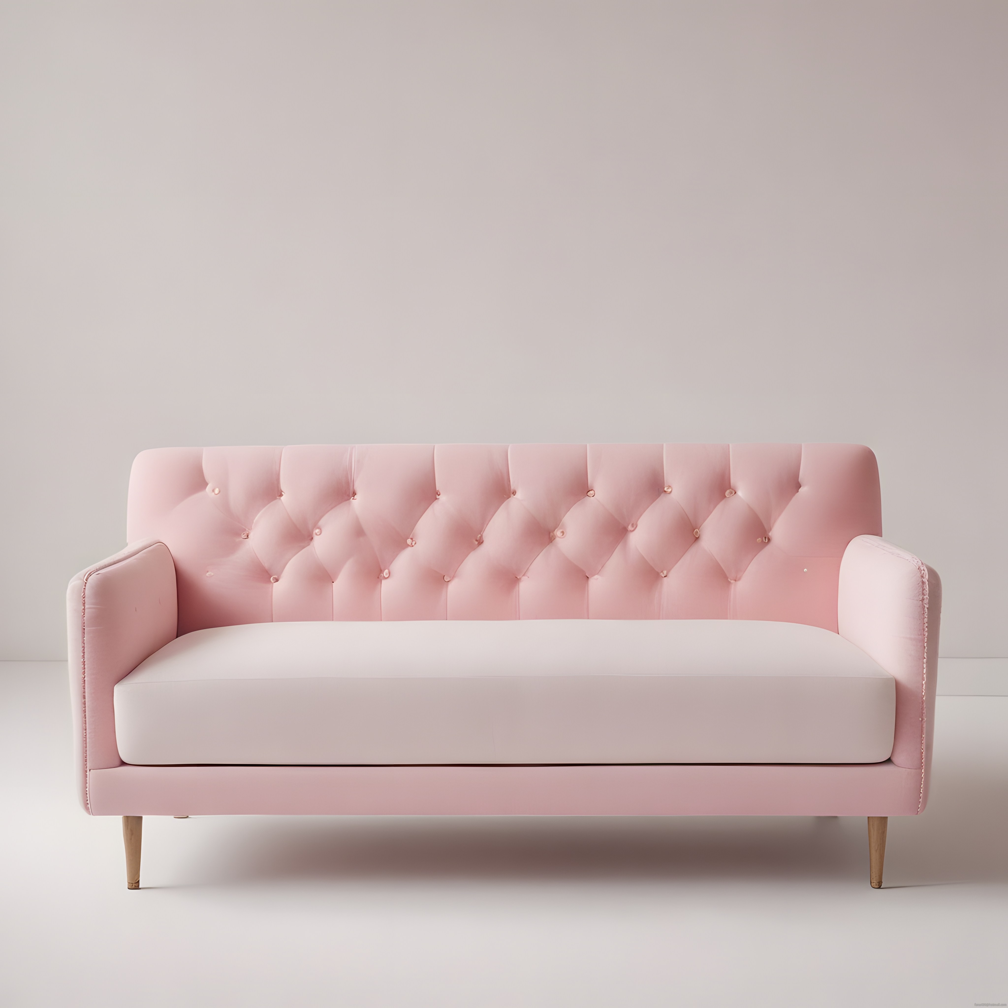 Pudra Pembesi Kapitoneli Modern Kanepe ve Minimalist Stüdyo Dekorasyonu
