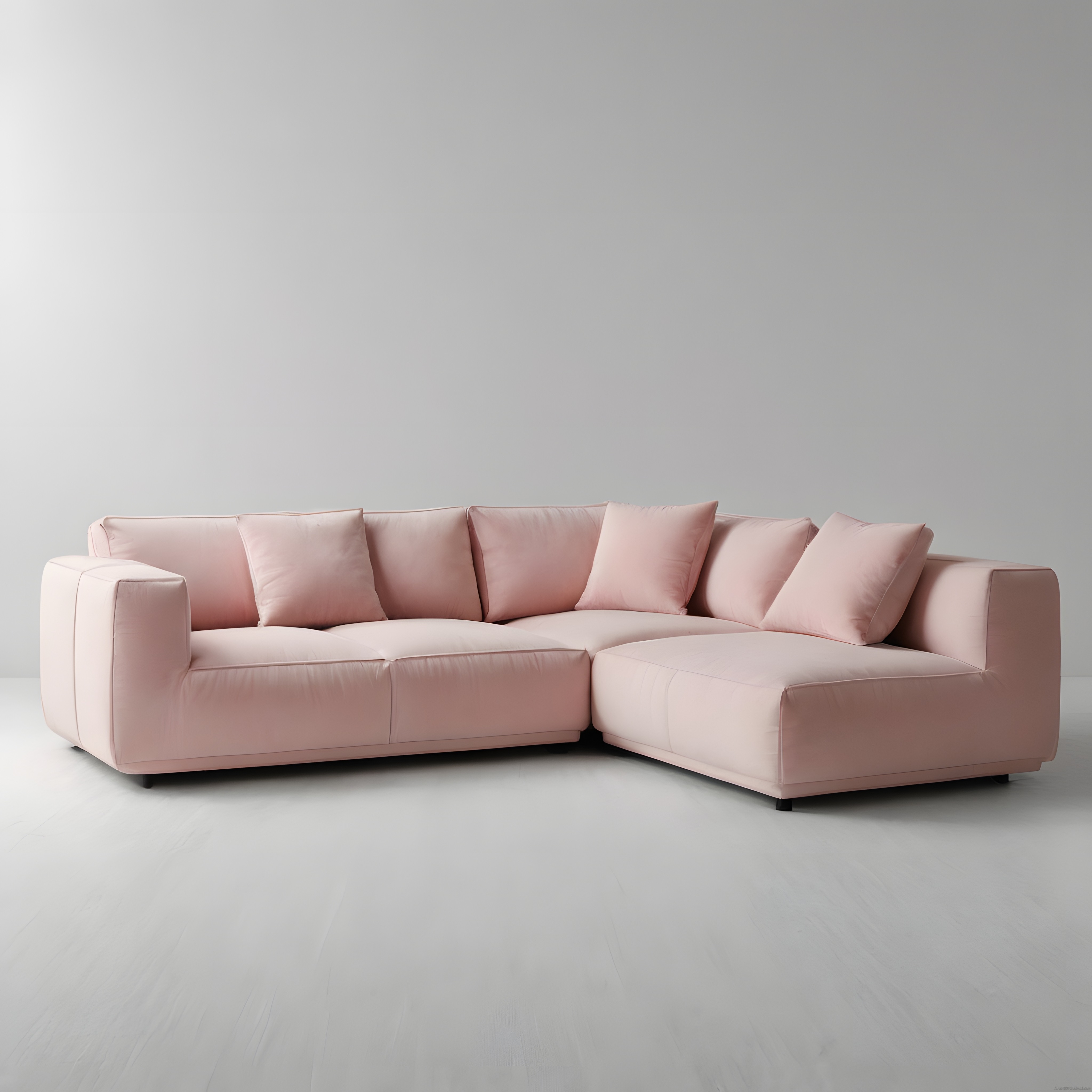 Pudra Rengi Modern L Köşe Koltuk ve Minimalist İç Mekan Dekoru