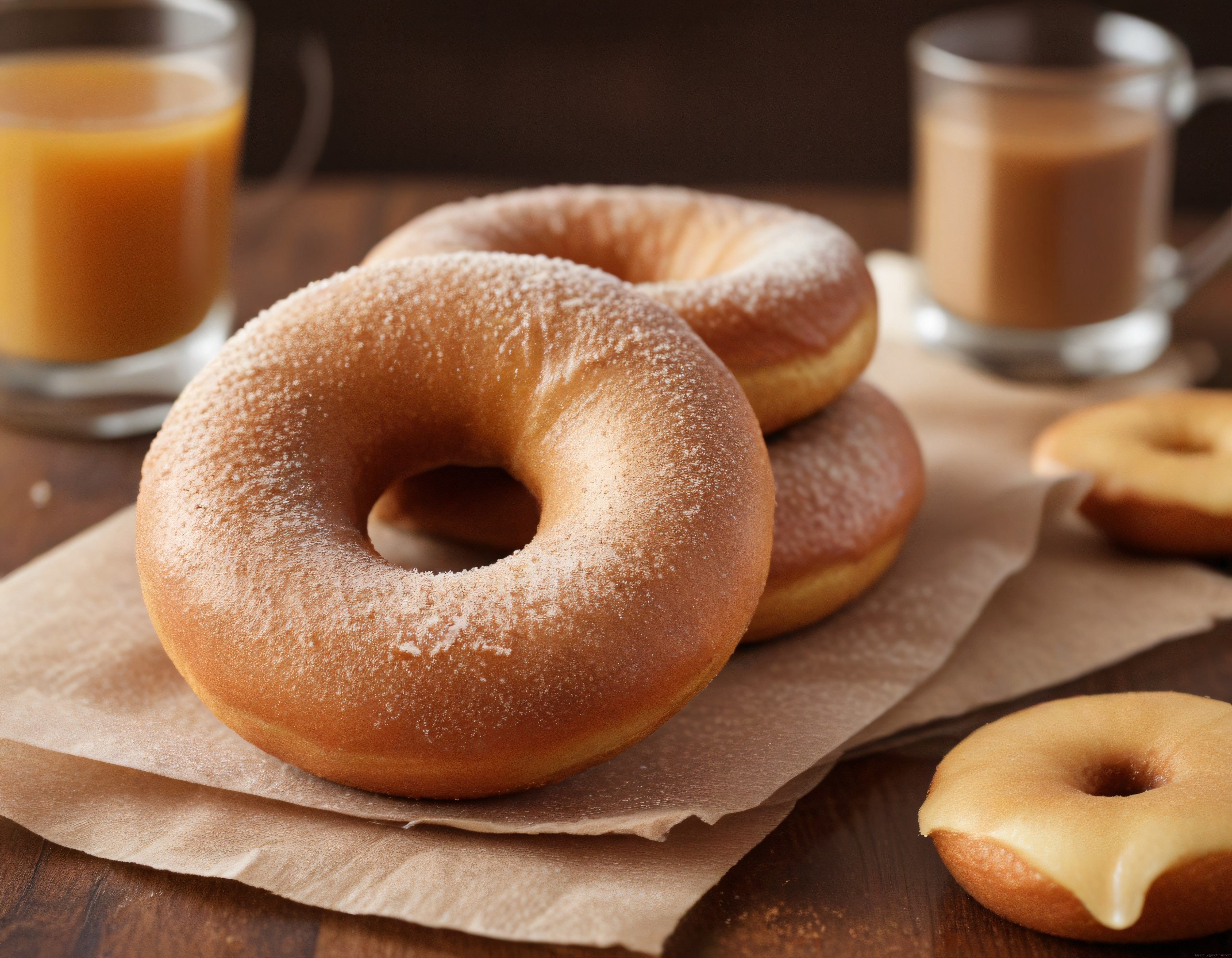 Pudra Şekerli Yumuşak Donutlar ve Sıcak Kahve ile Lezzetli Sabah