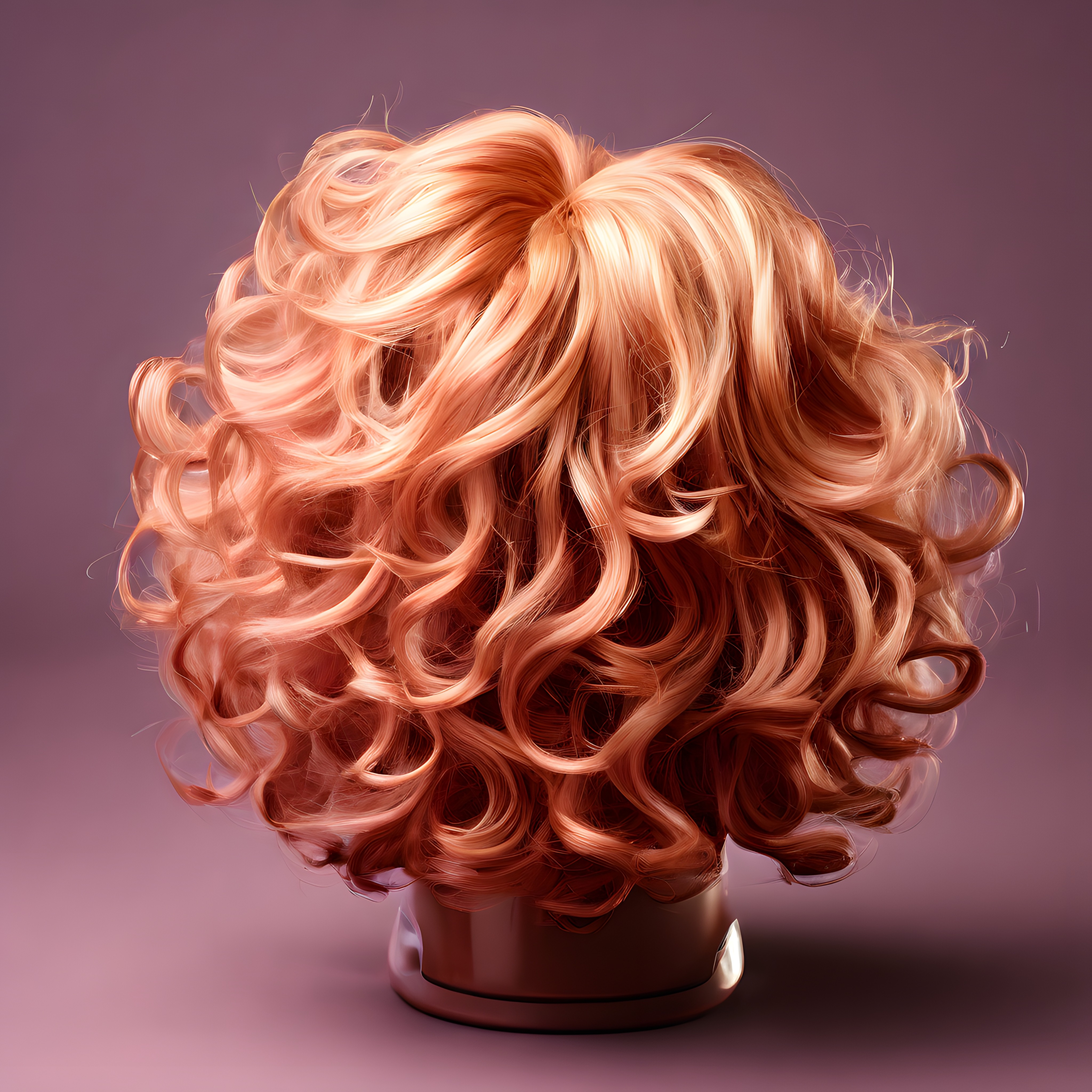 Pudra ve Rose Gold Tonlarında Hacimli Kıvırcık Saç Modeli Görseli