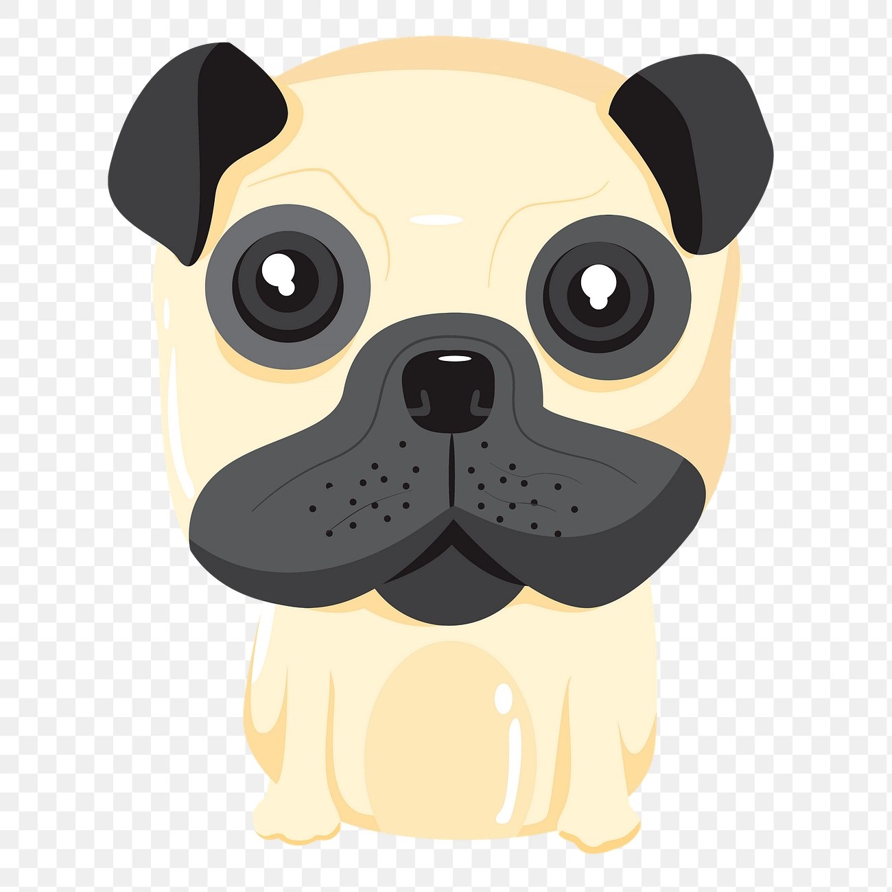 Pug Cinsi Sevimli Köpek Büyük Gözlü Karikatür Tarzı Vektör İllüstrasyon