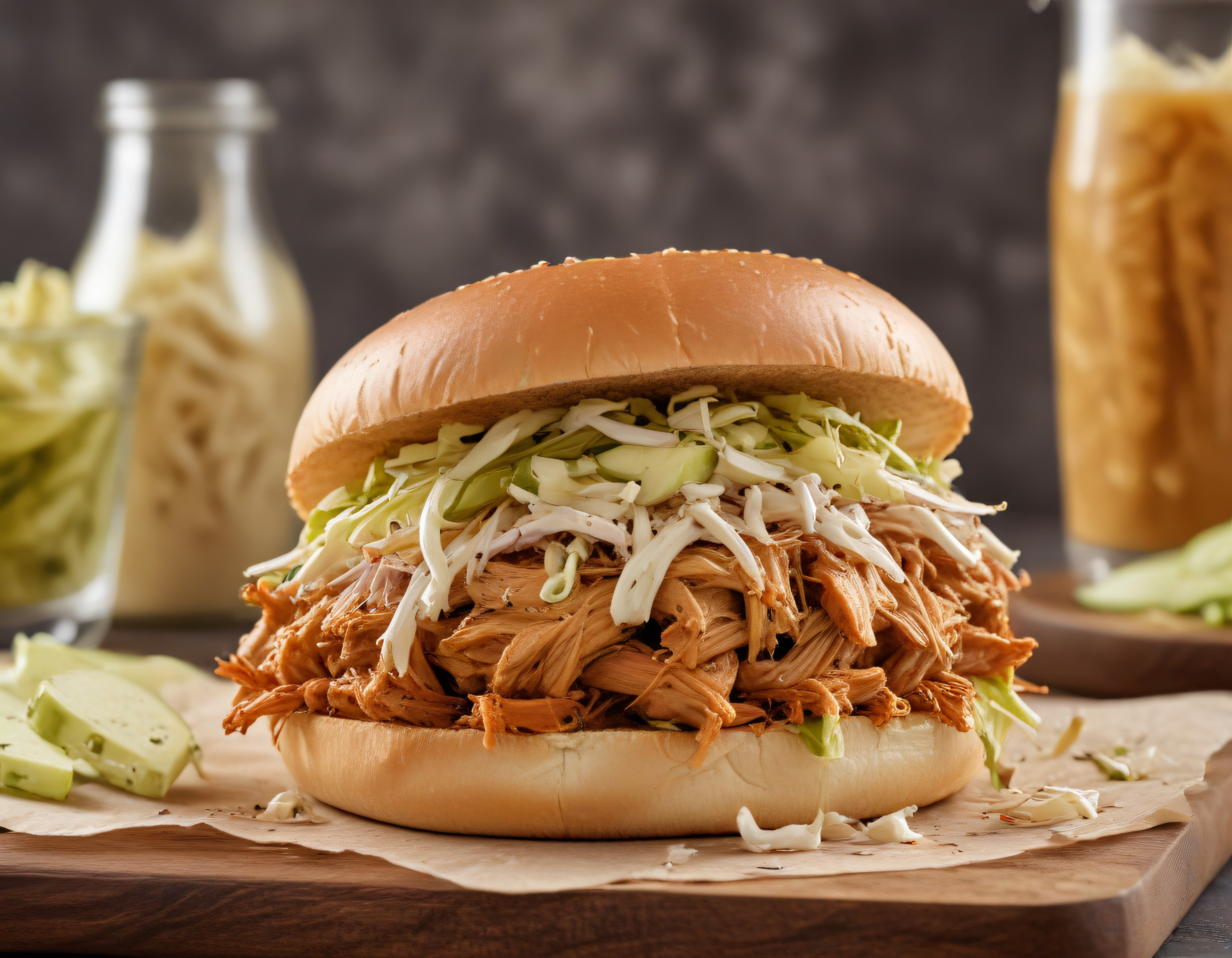 Pulled Chicken Sandviç: Barbekü Soslu Tavuk ve Coleslaw ile Muhteşem Lezzet