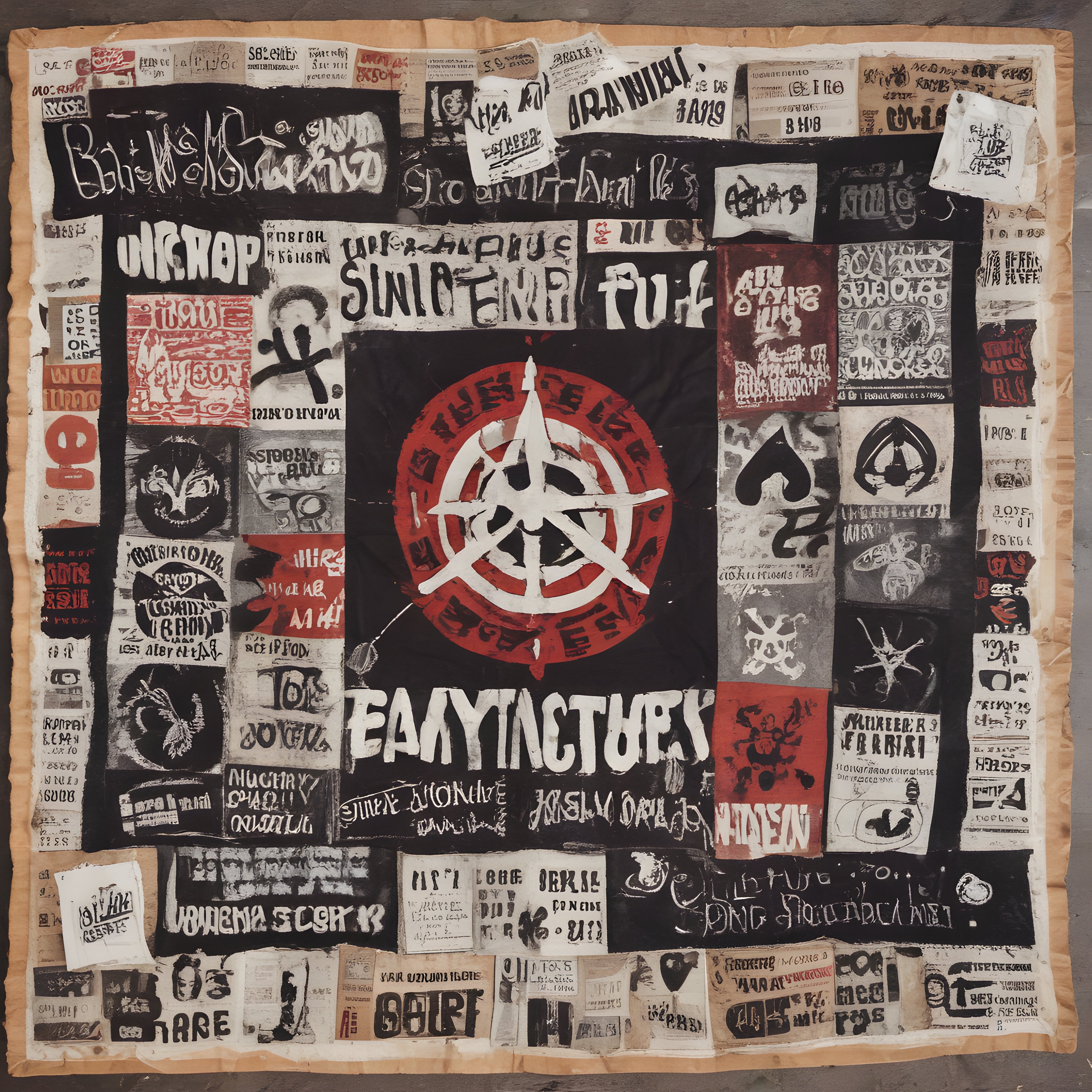 Punk Anarşi Kolaj Duvar Sanatı ve Siyah Kırmızı Poster Estetiği