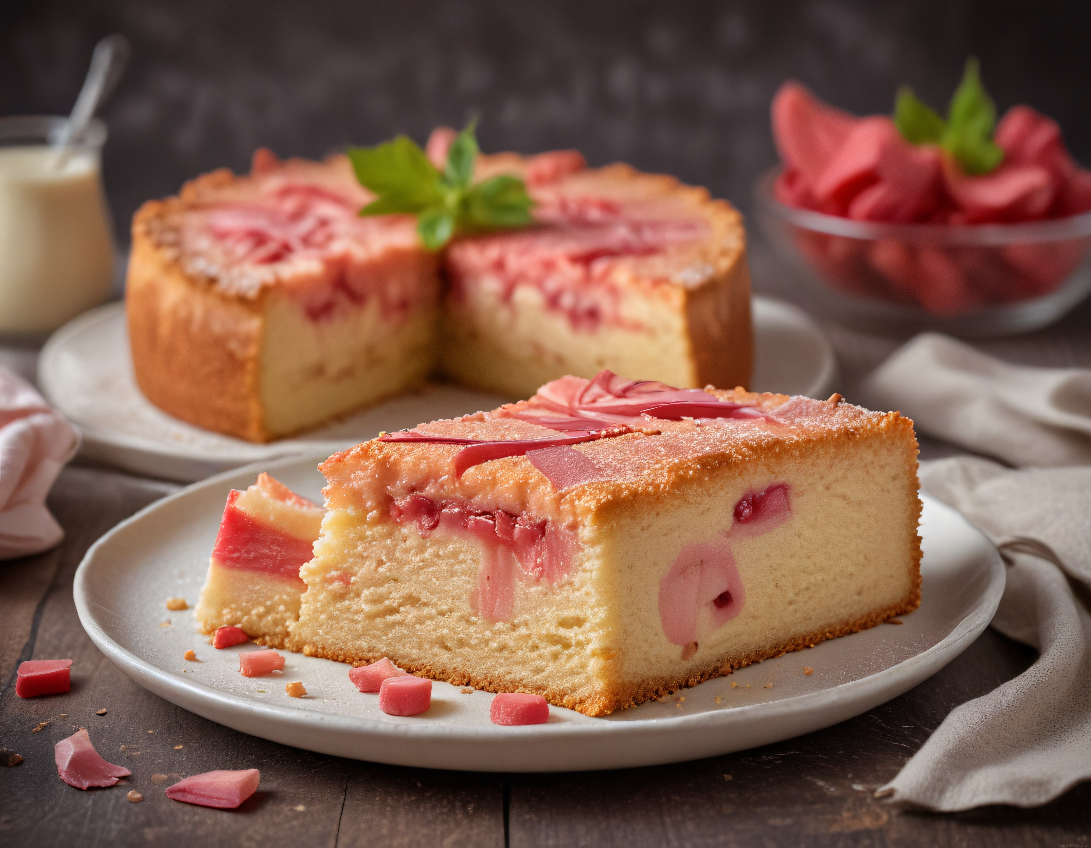 Rabarbarlı Cheesecake Dilimi ve Ev Yapımı Tatlı Kek Sunumu Fikirleri