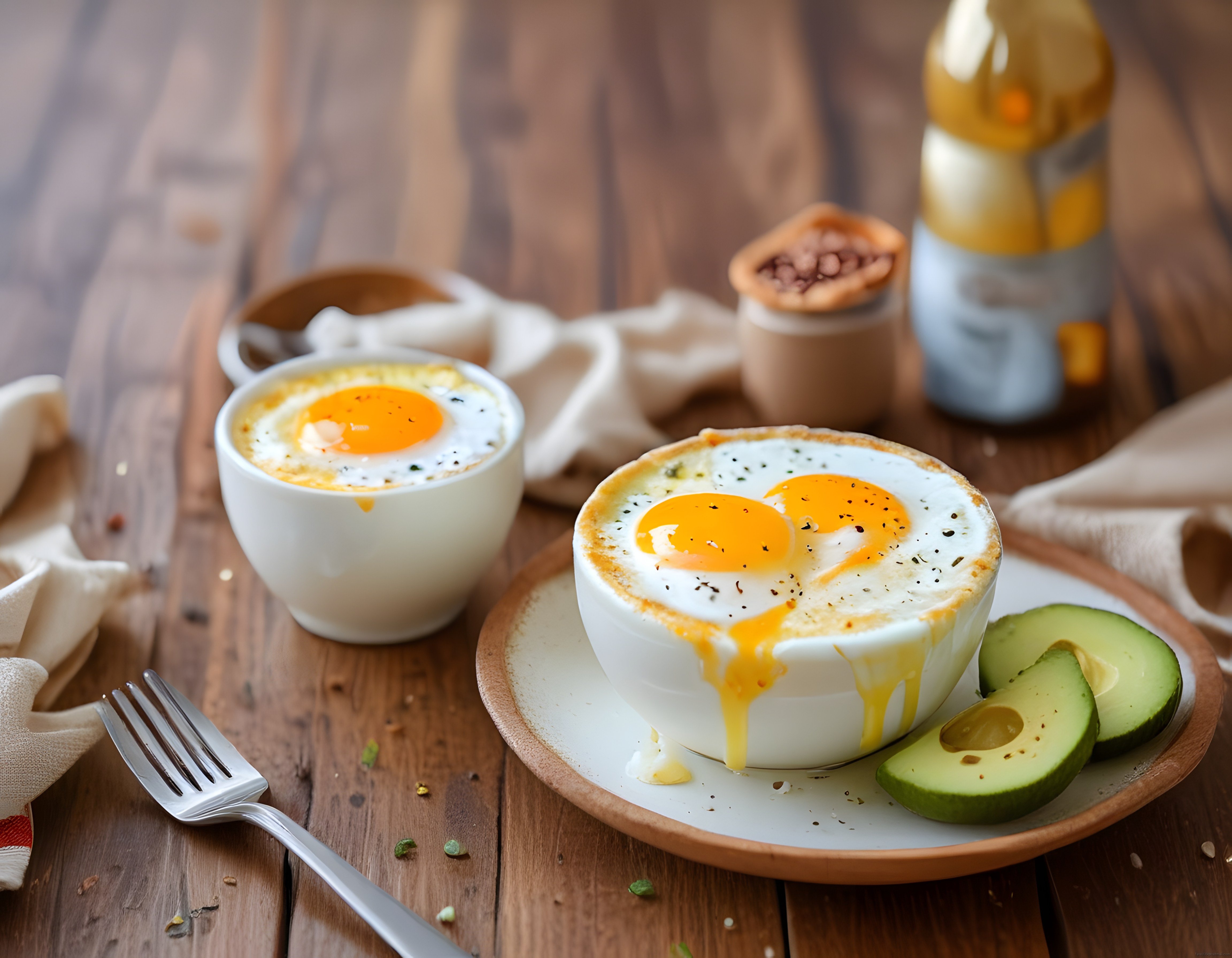Ramekin Kaplarda Fırında Yumurta ve Taze Avokado ile Kahvaltı Keyfi