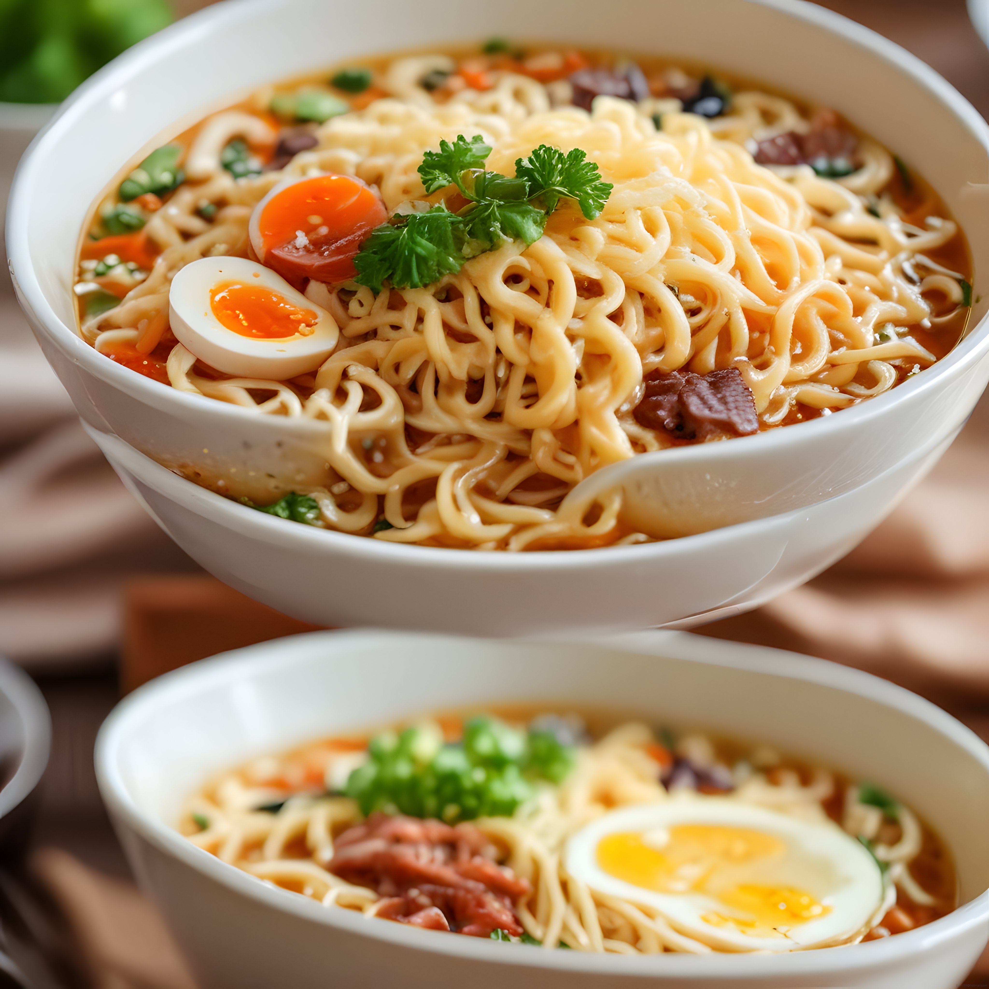 Ramen Çorbası: Sıcak Yumurtalı ve Etli Asya Noodle Çorba Kasesi