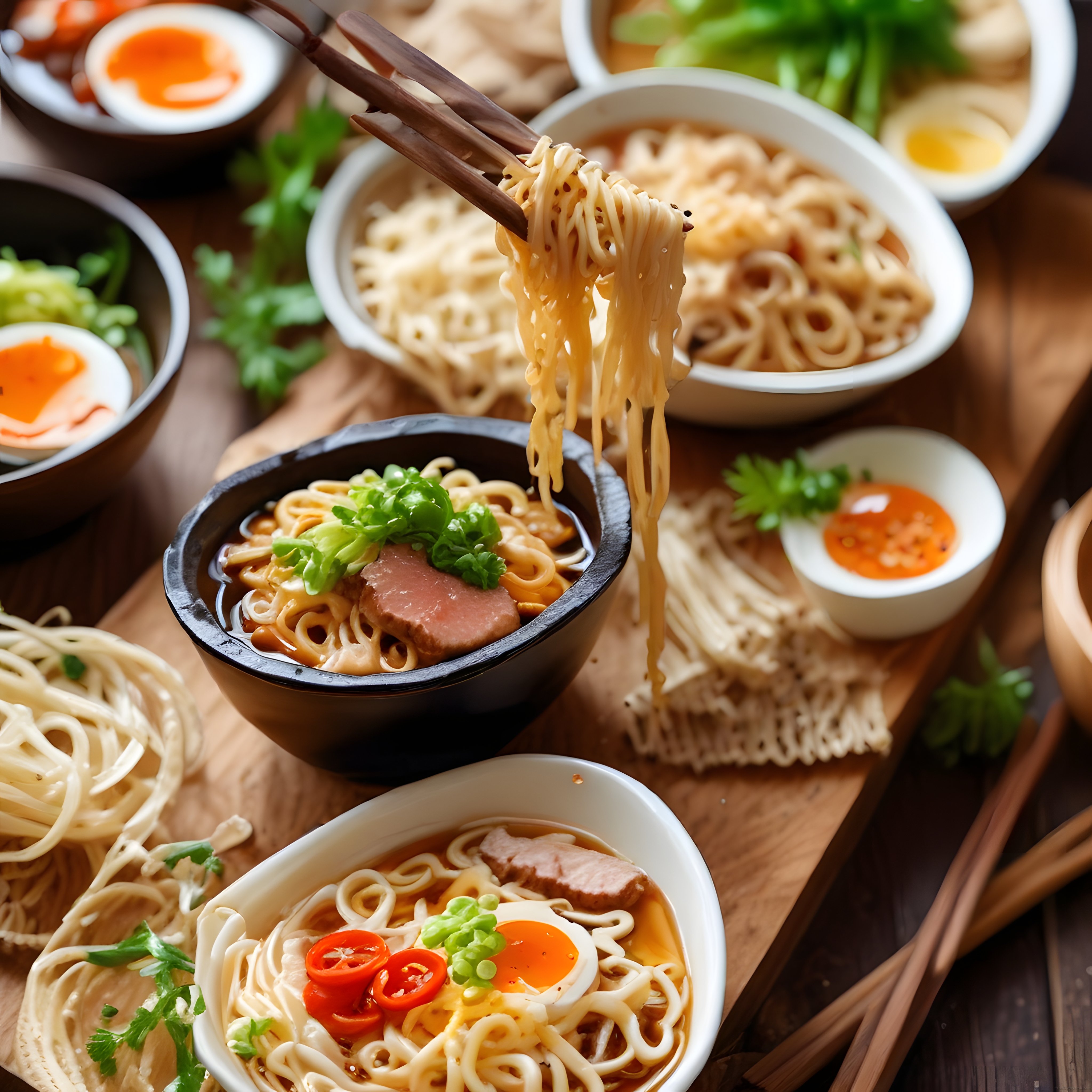 Ramen Kasesi ve Yumuşak Haşlanmış Yumurta ile Efsanevi Asya Noodle Sunumu