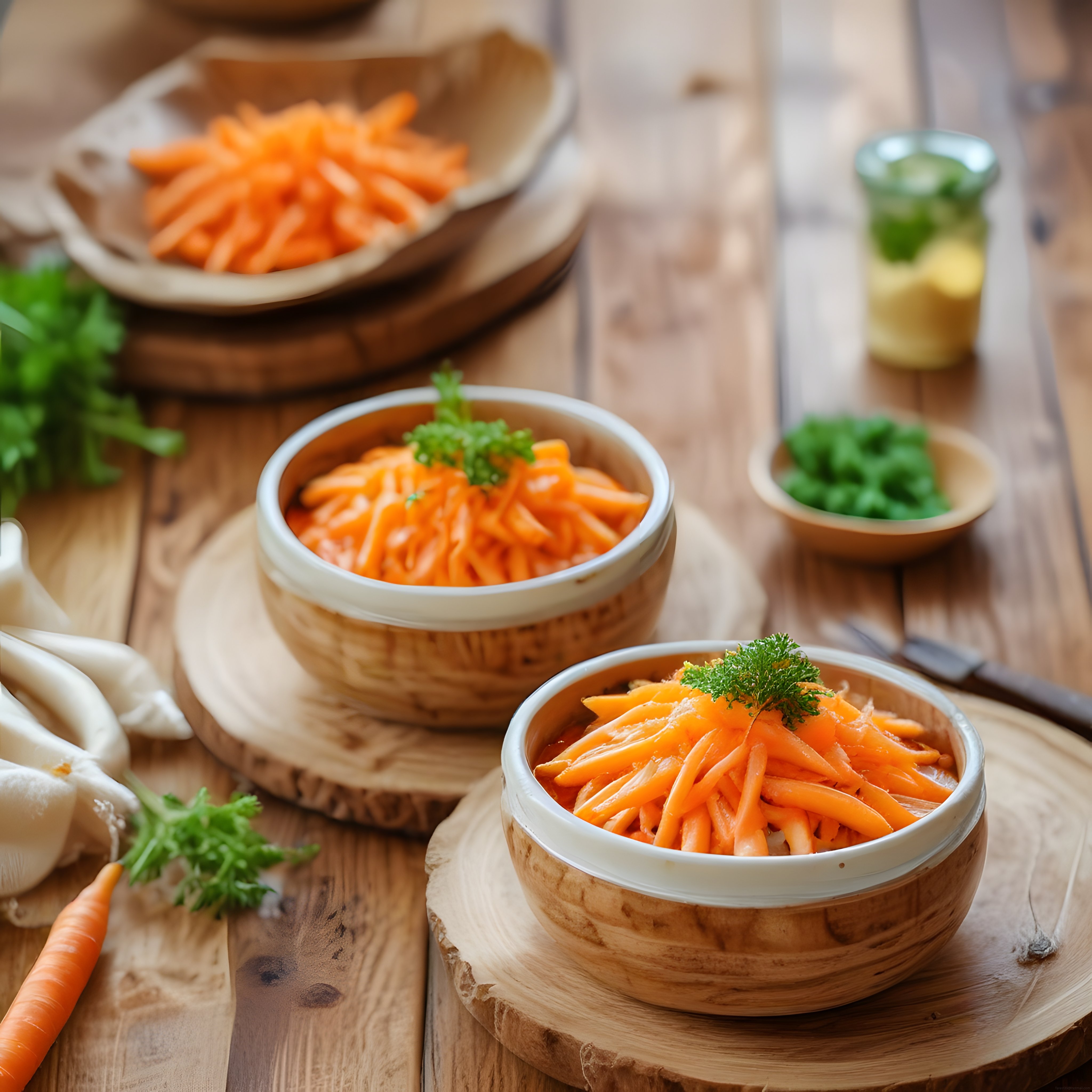Rendelenmiş Havuç Salatası: Ahşap Sunumda Taze ve Sağlıklı Meze