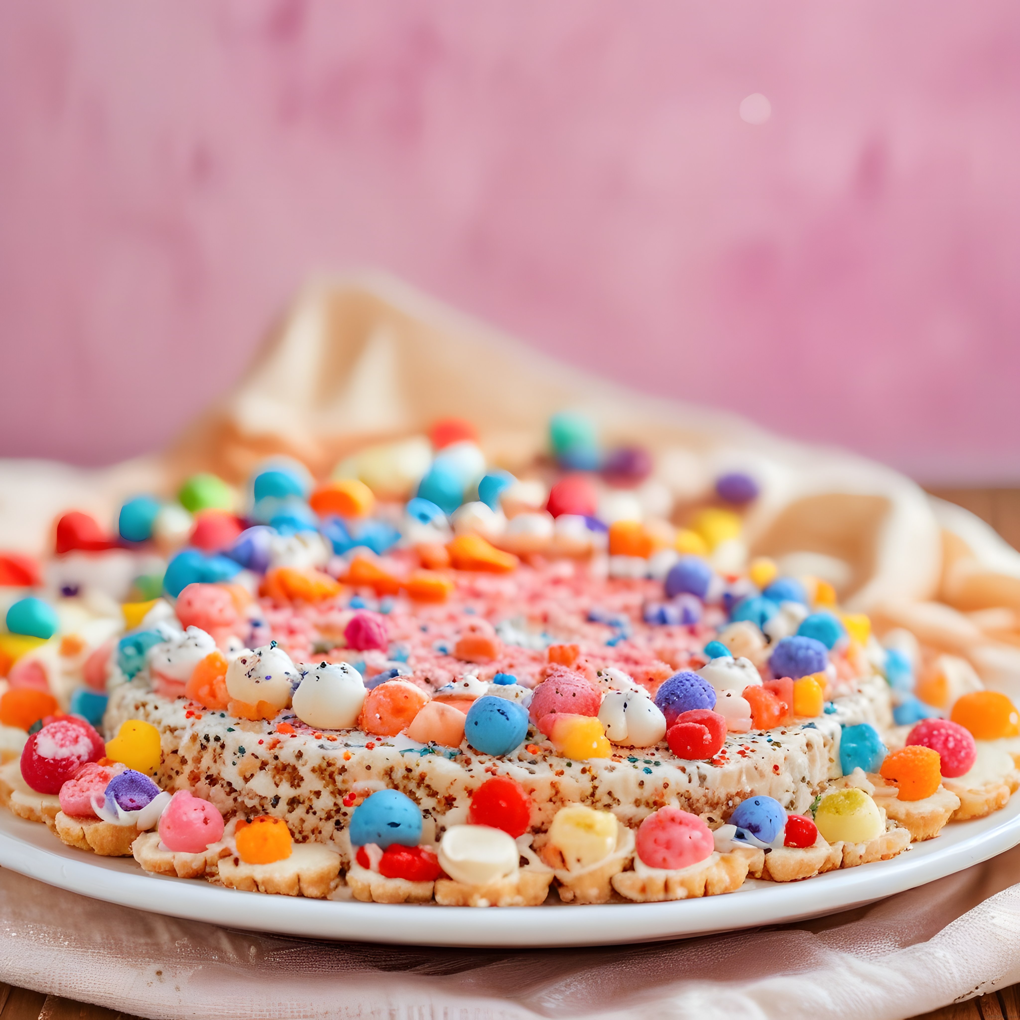 Rengarenk Bonibonlu Marshmallowlu Çocuk Partisi Doğum Günü Pastası
