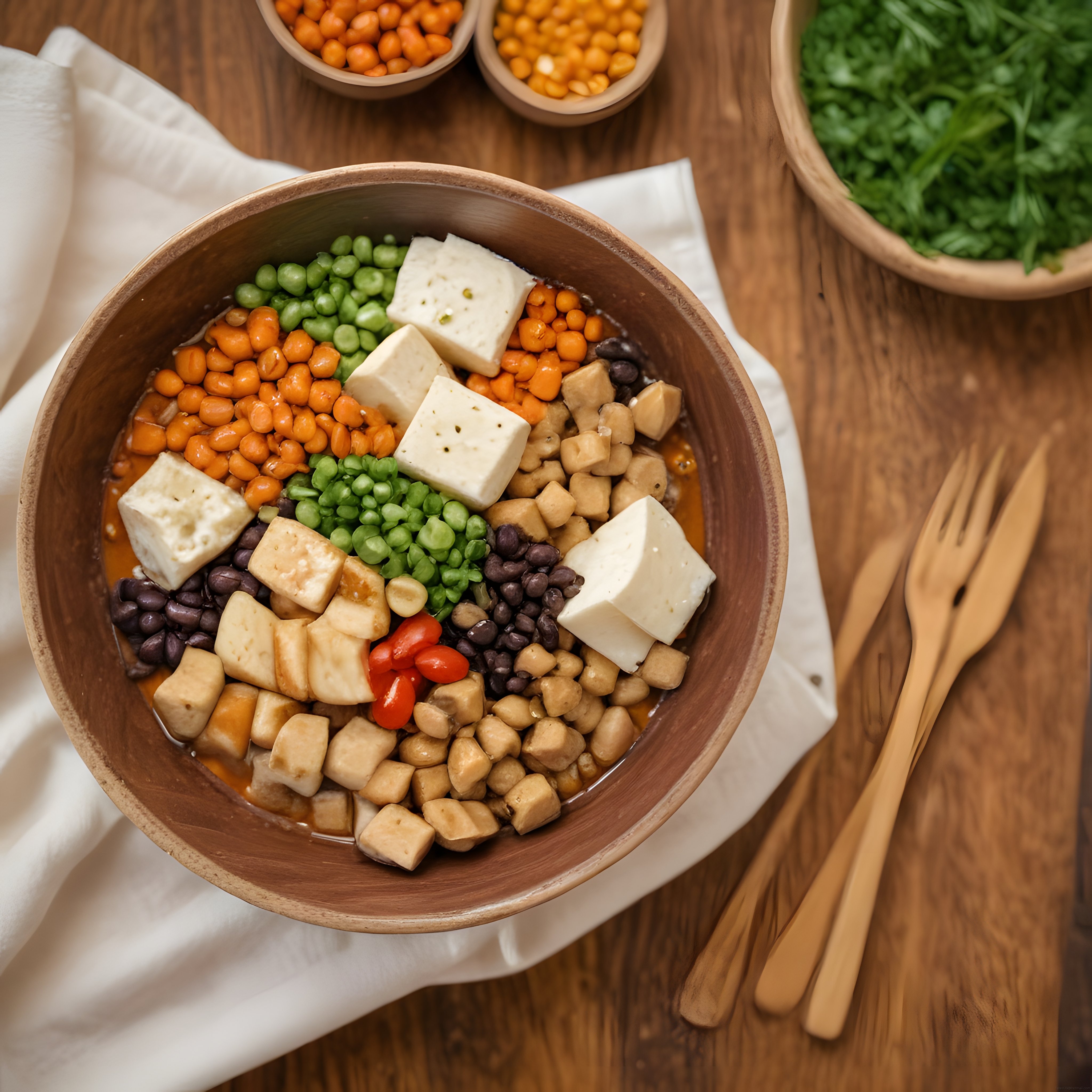 Rengarenk Buddha Bowl: Ahşap Kasede Sağlıklı ve Lezzetli Bir Öğün
