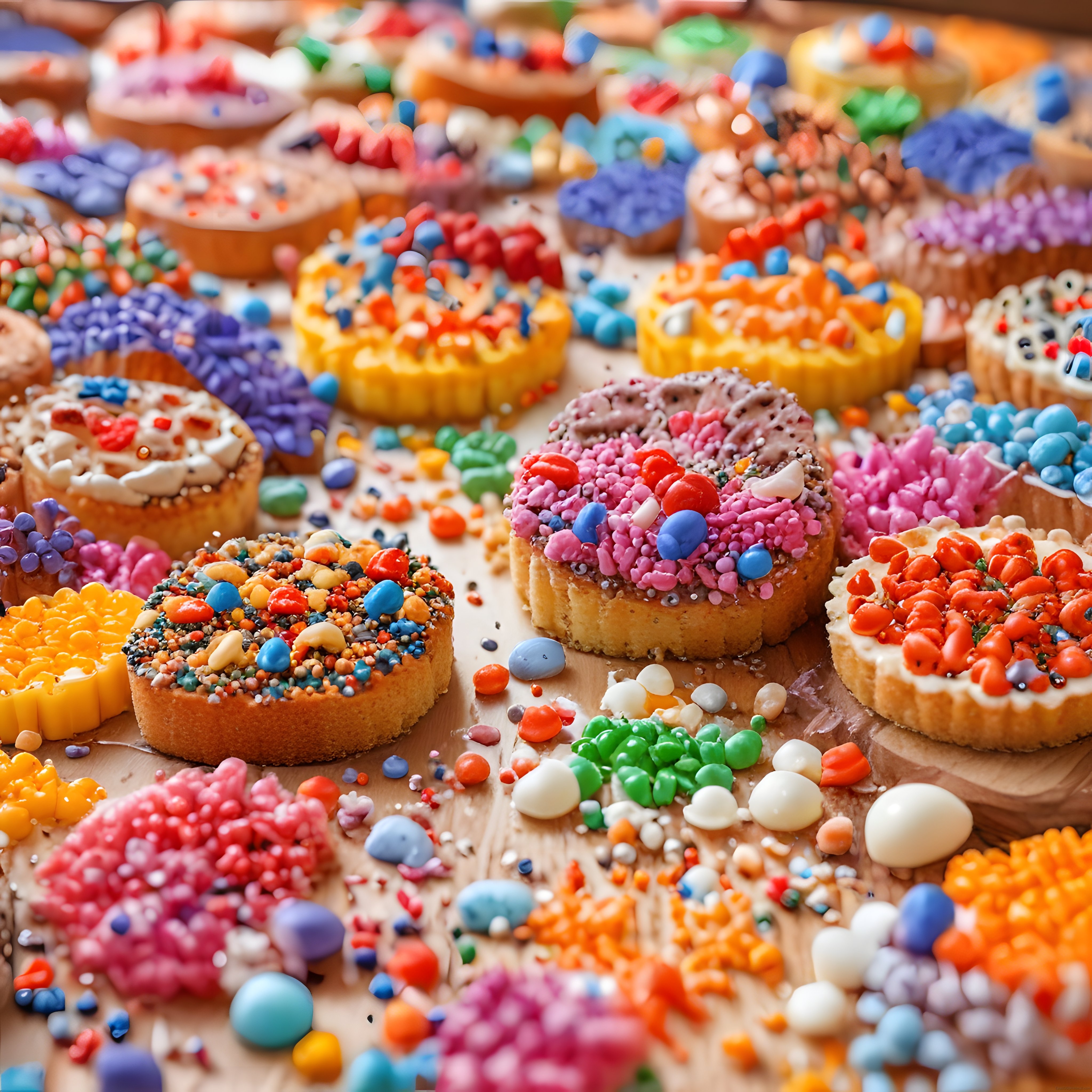 Rengarenk Cupcakeler ve Süslü Mini Tartlar: Şekerlemeli Tatlı Sunumu
