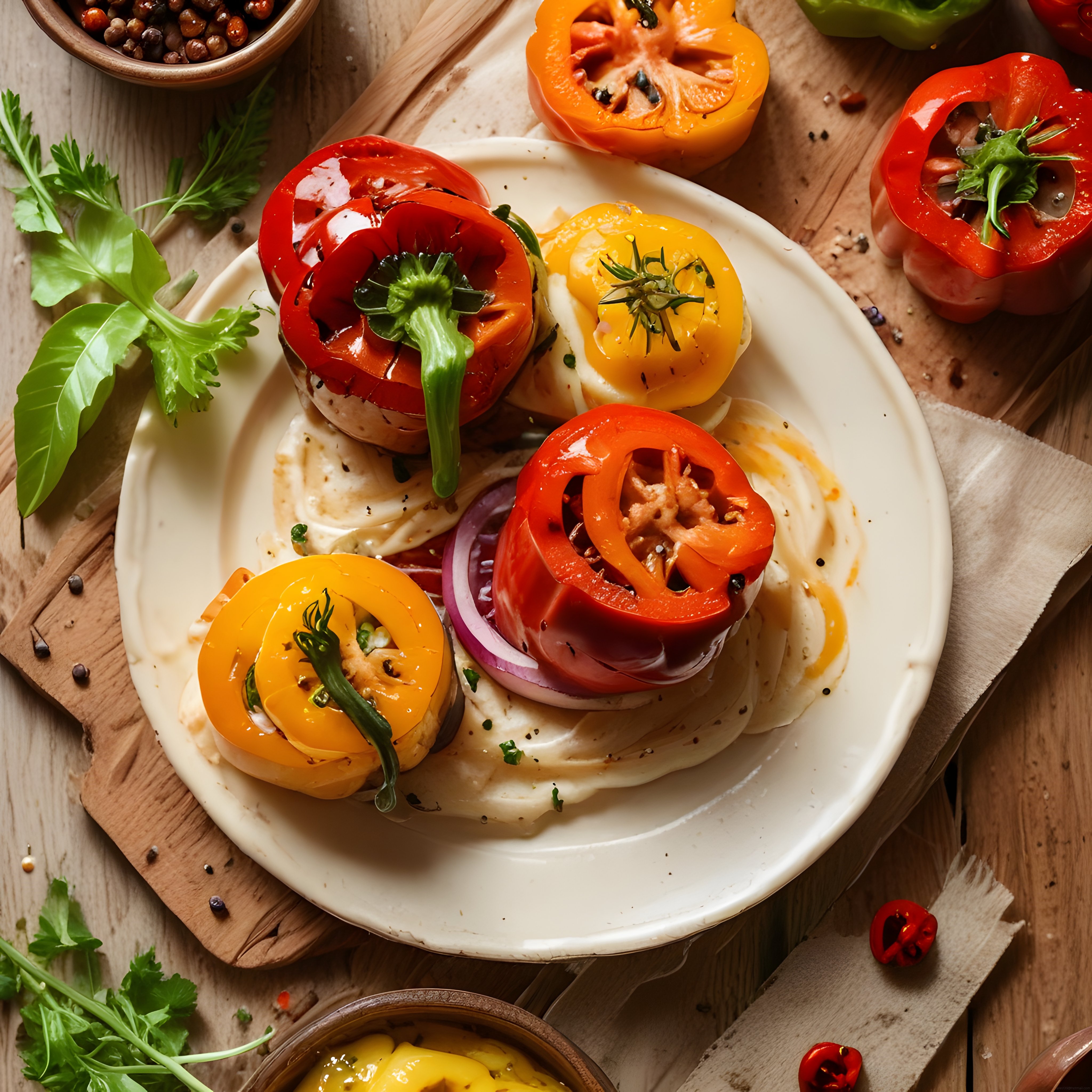 Rengarenk Dolmalık Biber Dilimleriyle Mozzarella Peynirli Nefis Atıştırmalık