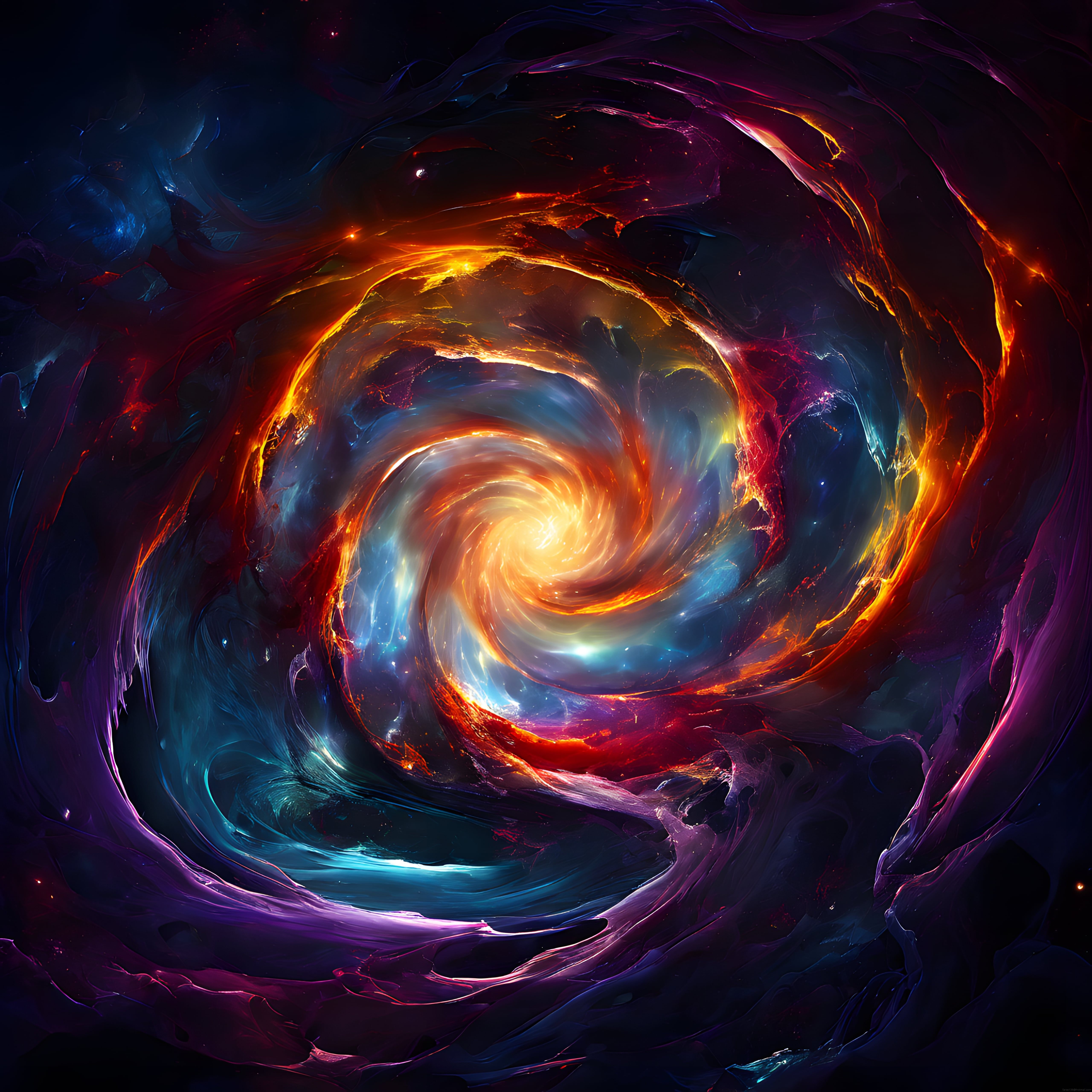 Rengarenk Kozmik Girdap: Parlak Nebula ve Yıldızlararası Vortex Manzarası