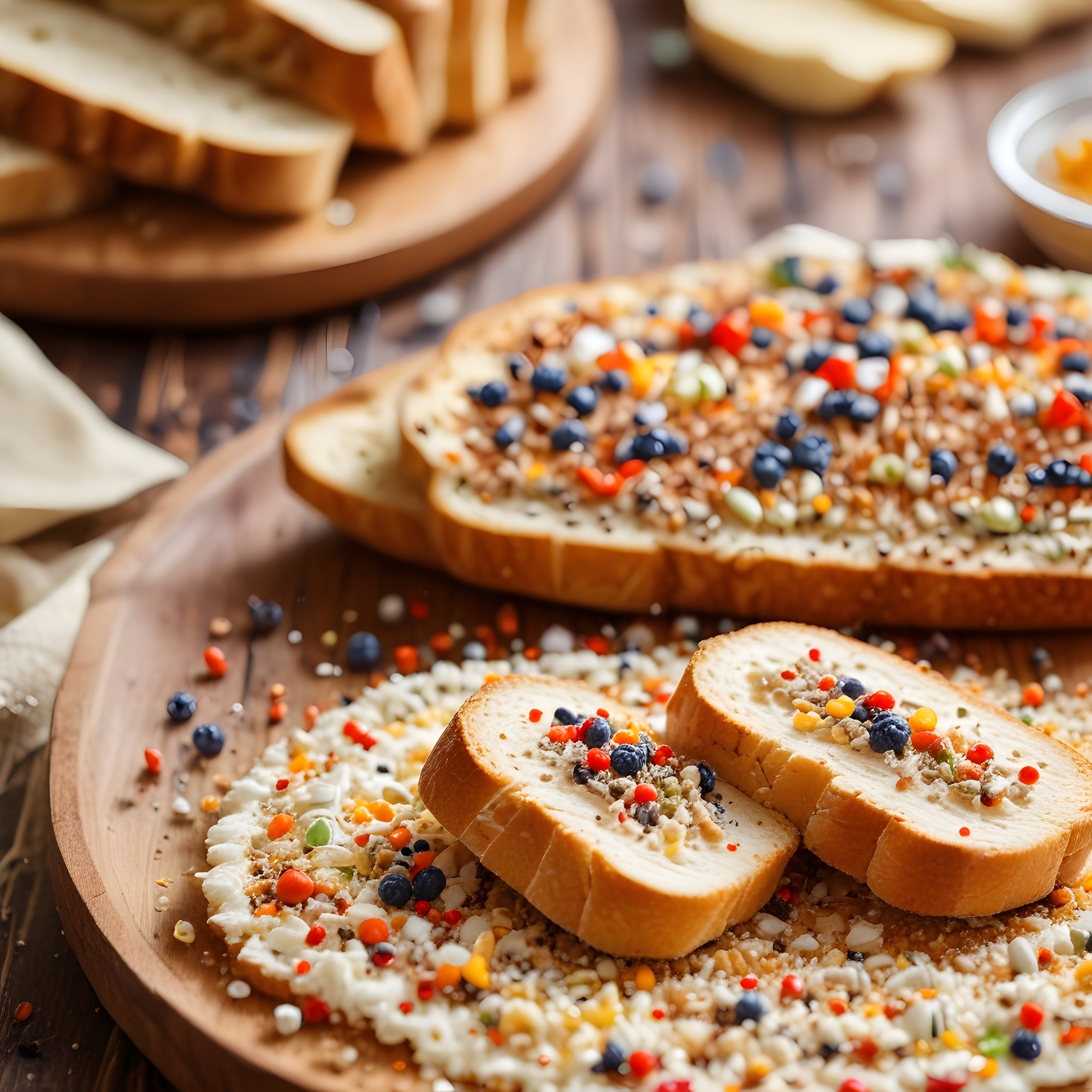 Rengarenk Malzemeli Süslü Tost Ekmekleri: Kahvaltılık Lezzet Sunumu