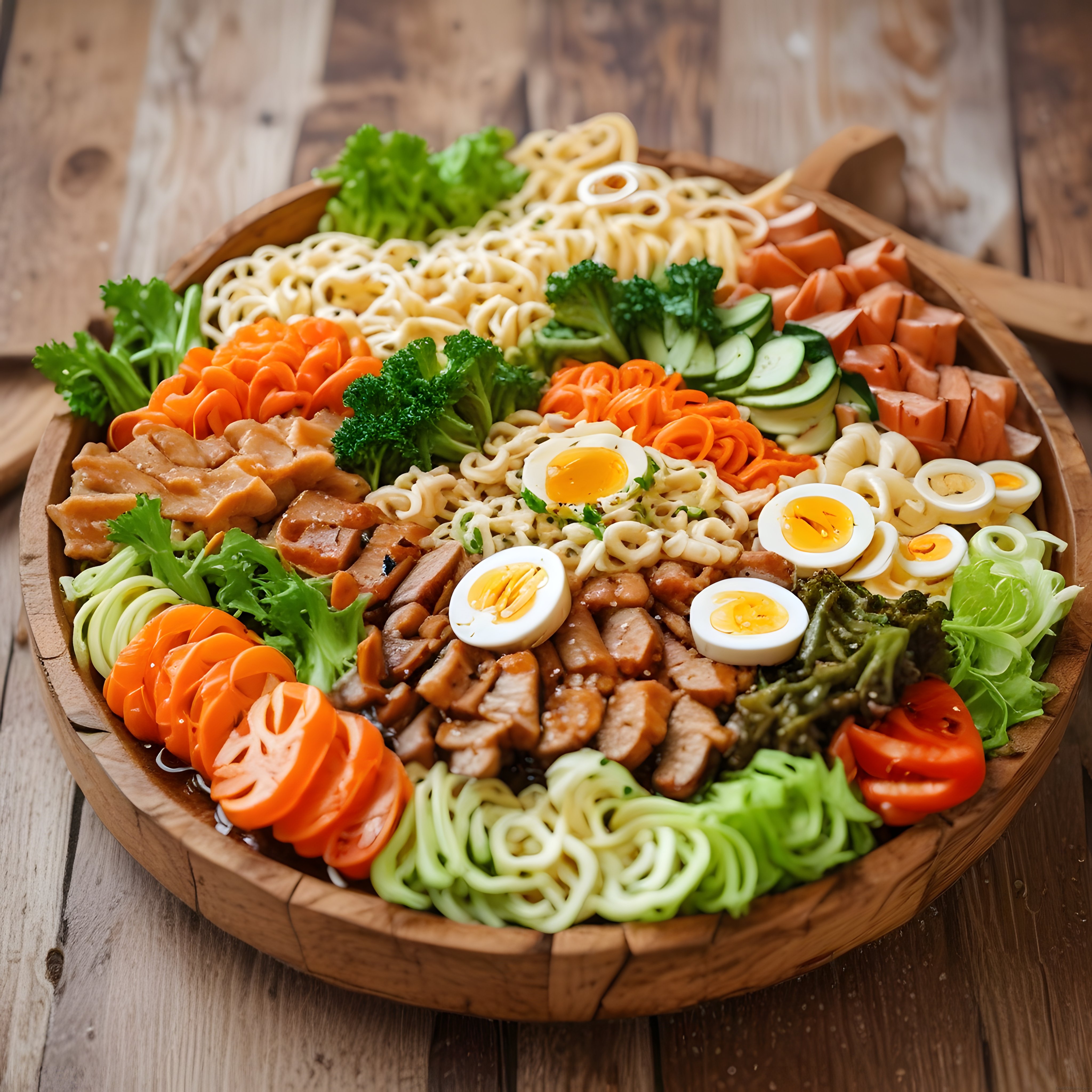Rengarenk Noodle Kasesi: Sebzeli, Tavuklu ve Yumurtalı Sağlıklı Öğün