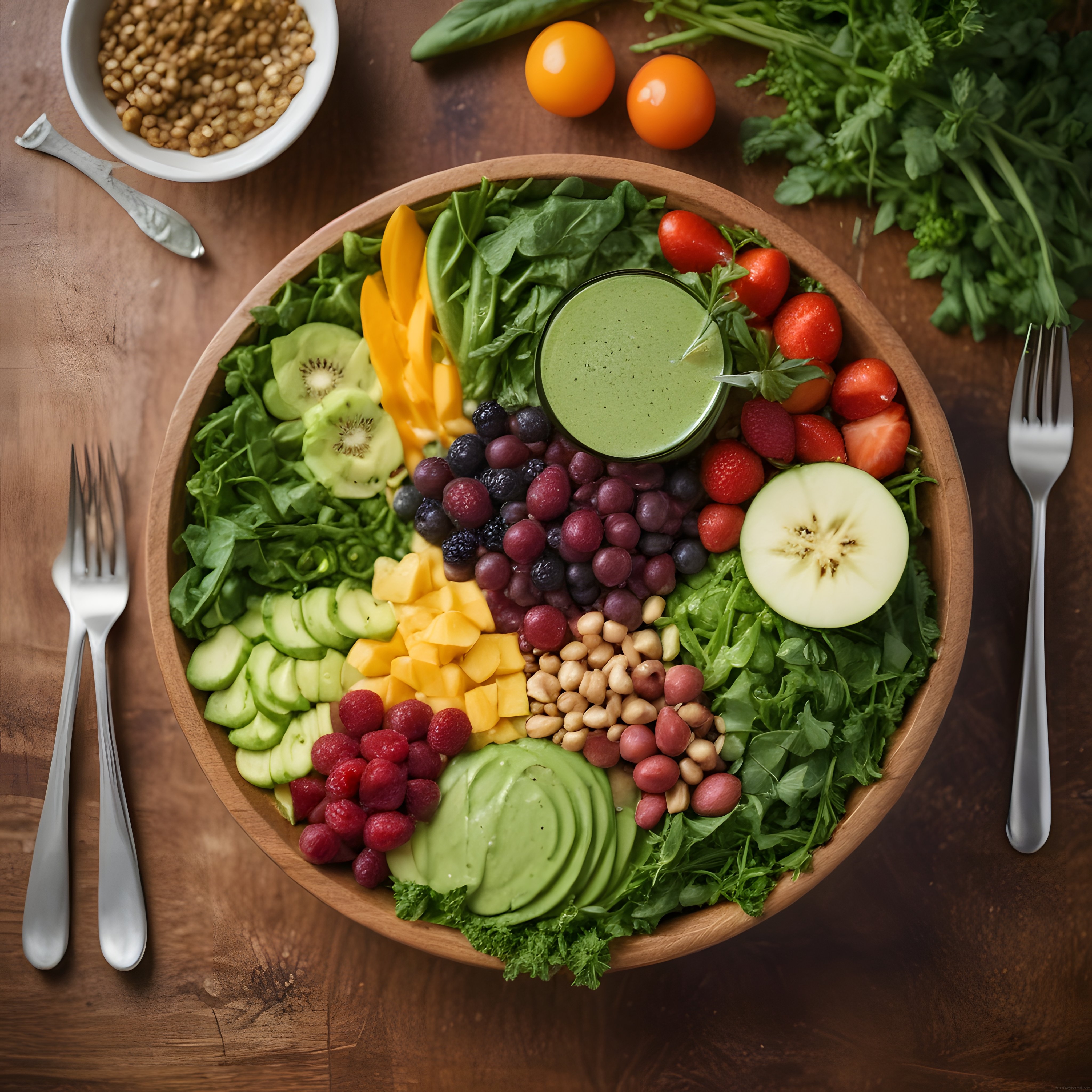 Rengarenk Sebze ve Meyvelerle Dolu Sağlıklı Buddha Bowl Salata Kasesi