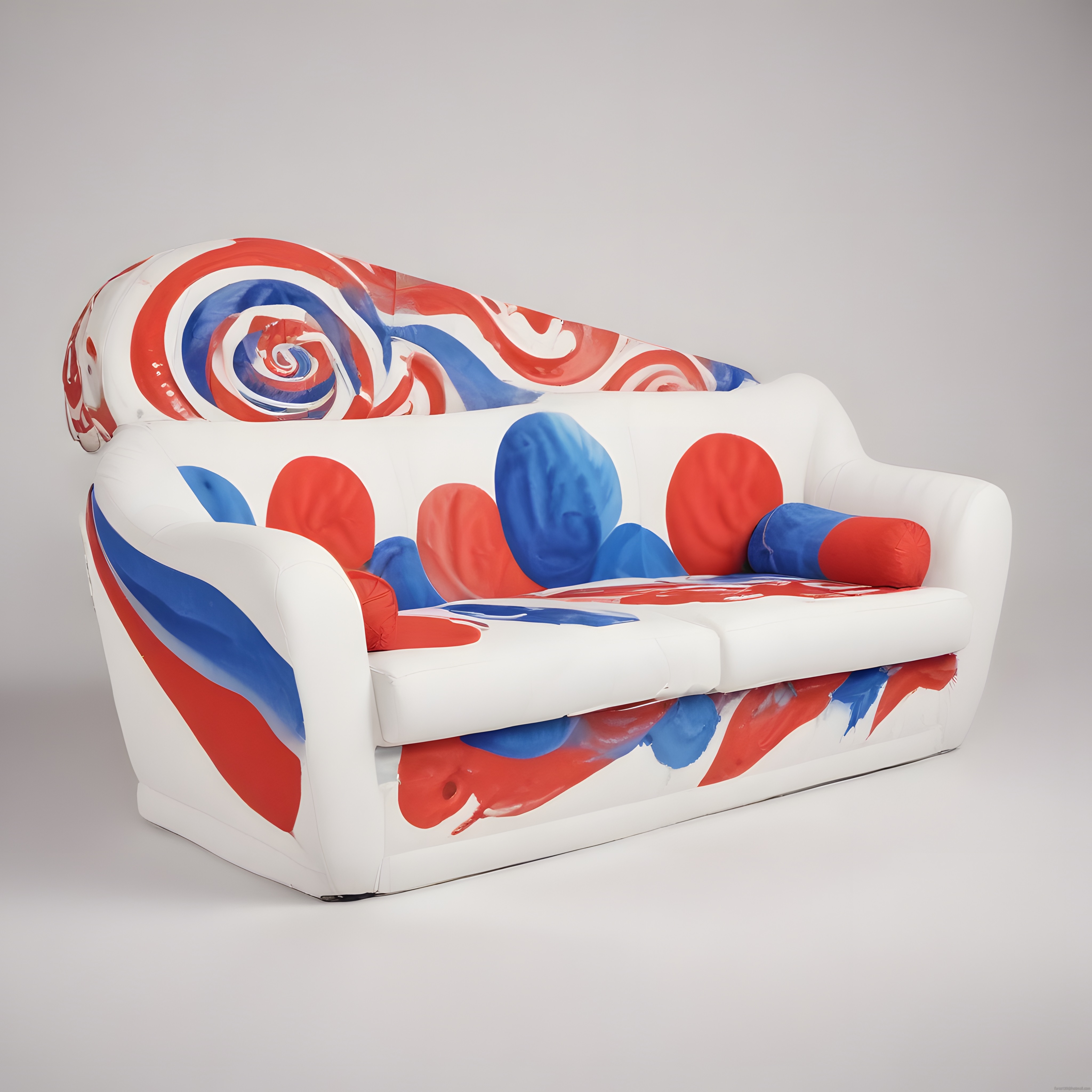 Rengarenk Soyut Graffiti Desenli Beyaz Kanepe ve Modern Salon Dekorasyonu