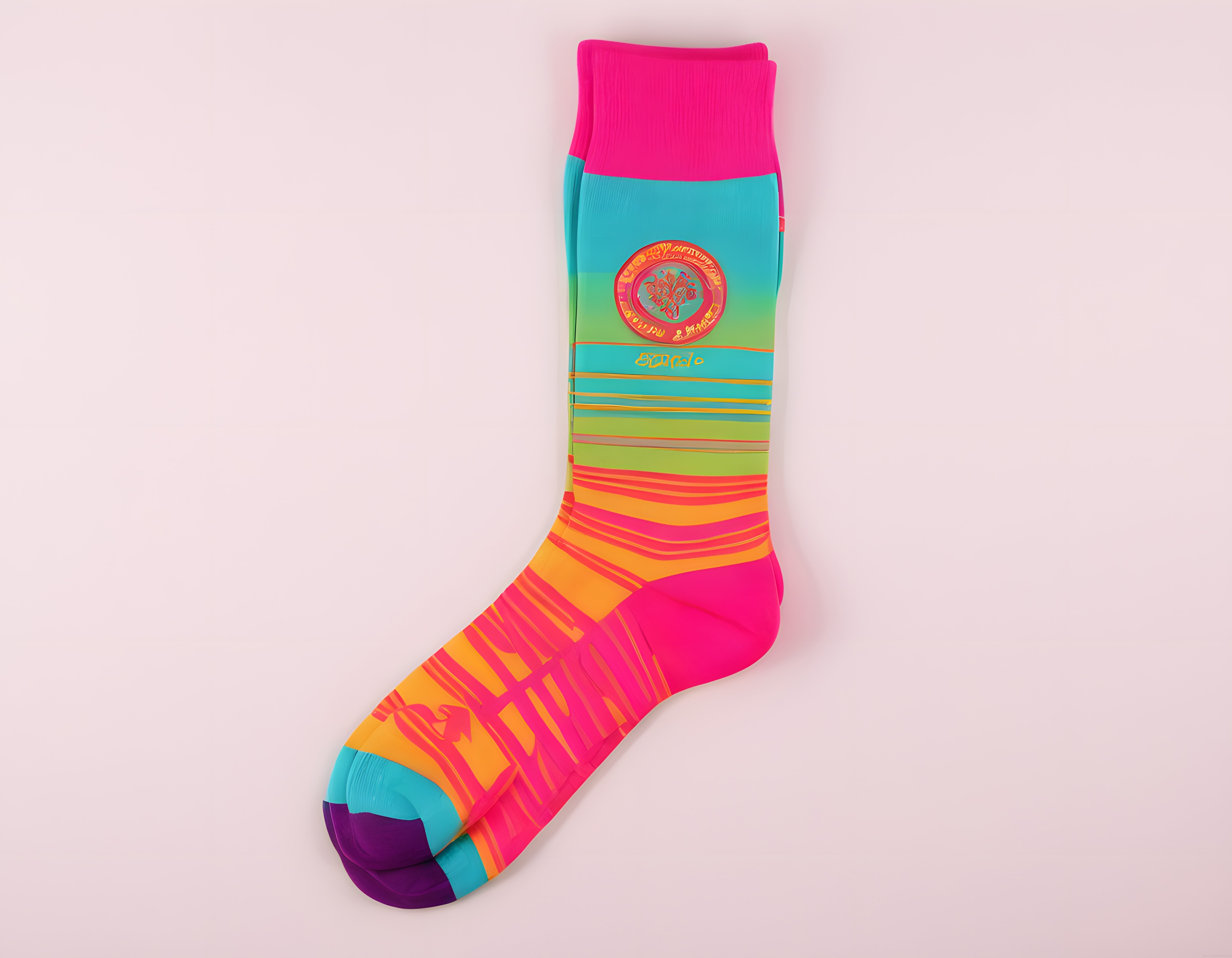 Rengarenk Tasarım Çorap Pembe Zeminde Flat Lay Stil Ürün Fotoğrafı
