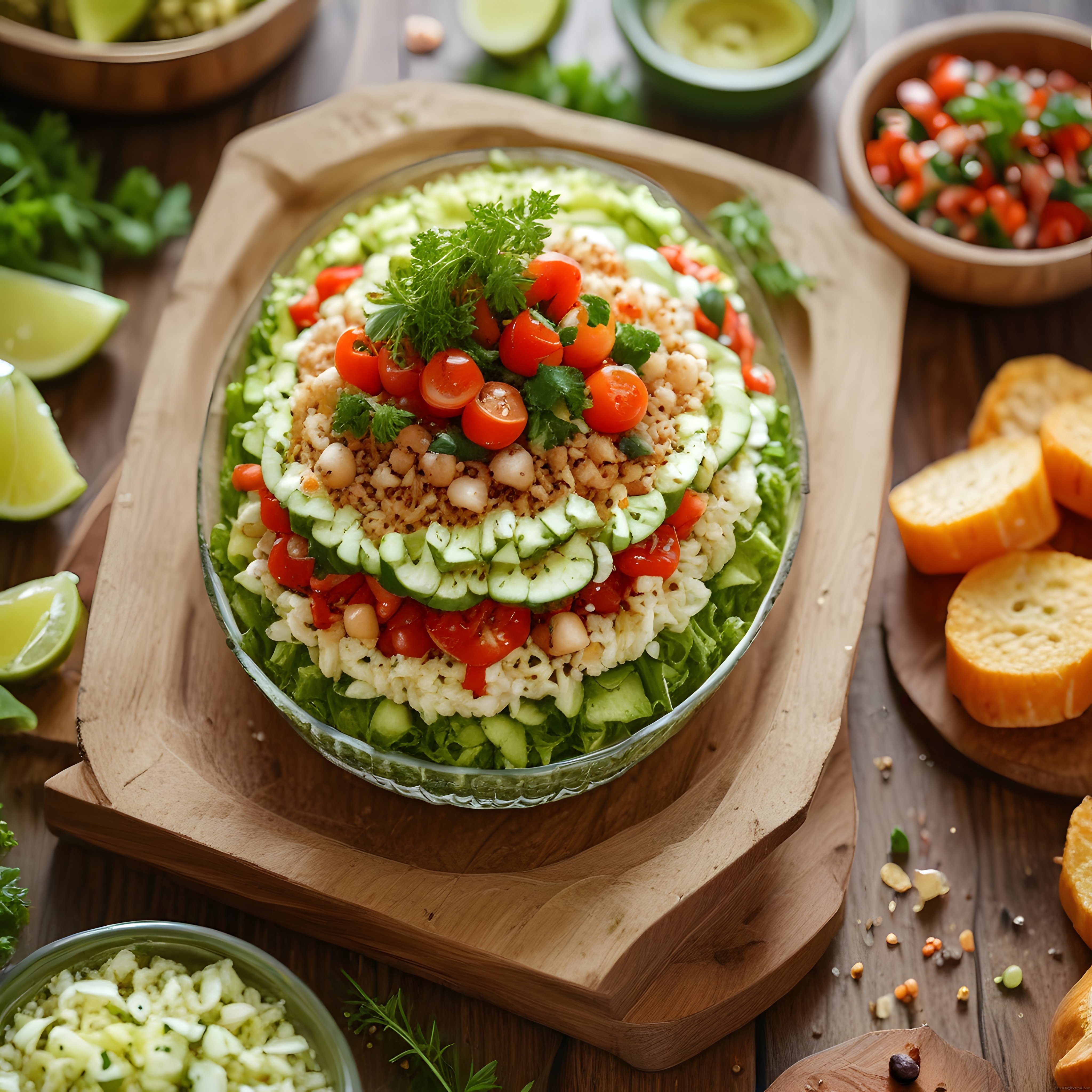 Rengarenk Taze Sebzeler ve Kinoa ile Hazırlanmış Sağlıklı Salata Kasesi