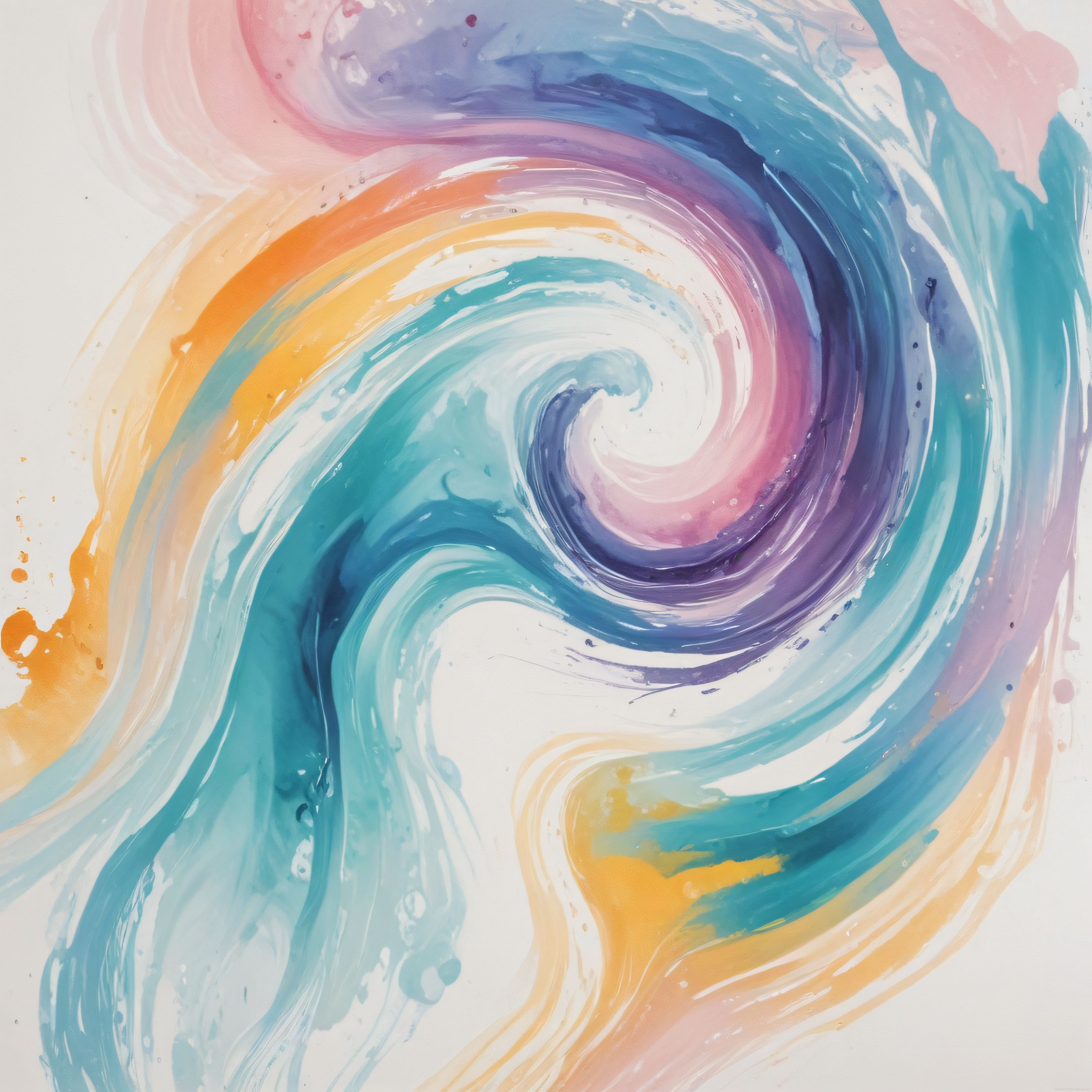 Renklerin Büyülü Dansı: Pastel ve Canlı Tonlarda Soyut Akışkan Spiral Sanat