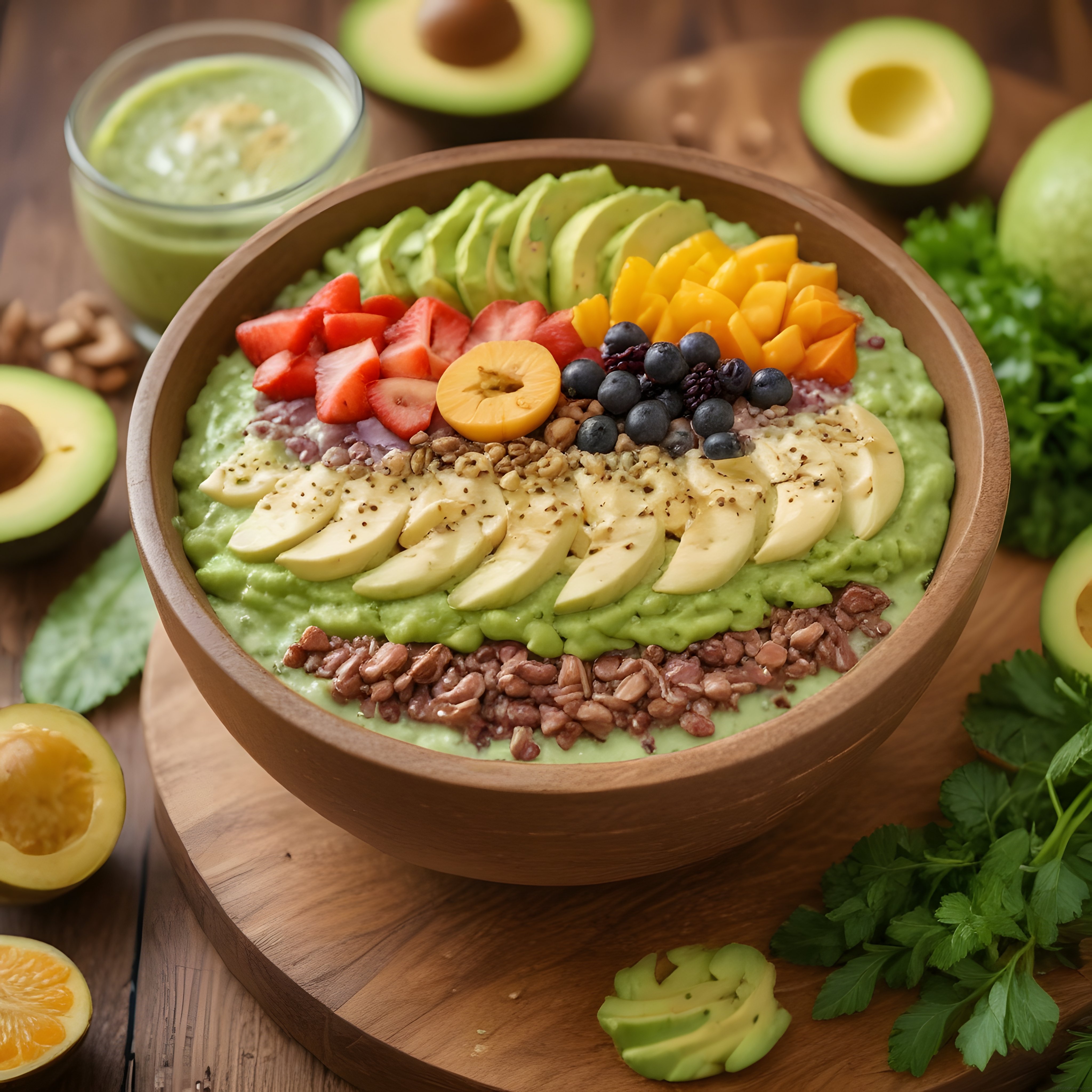 Renkli Avokado Smoothie Bowl: Sağlıklı ve Enerji Verici Kahvaltı Kasesi